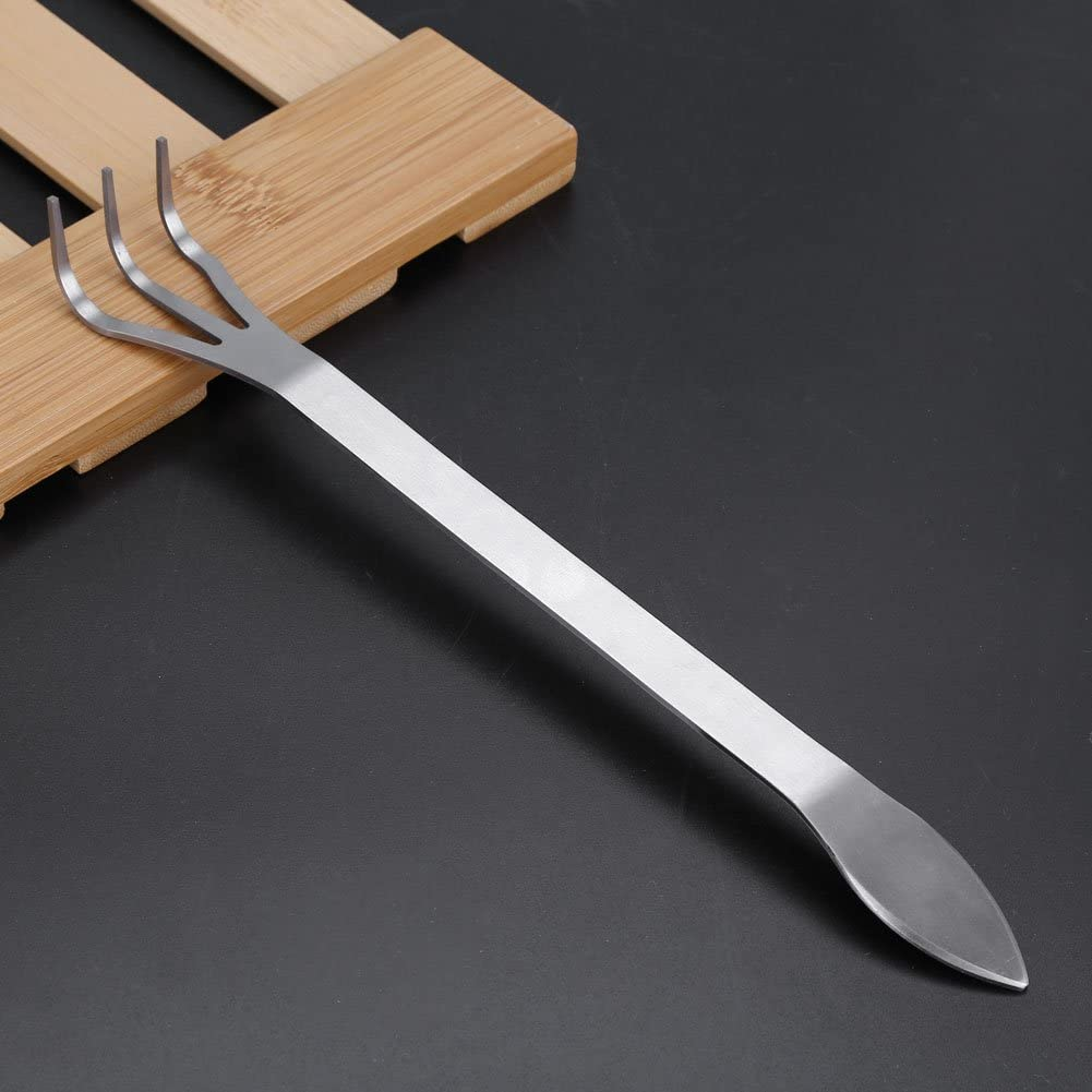 Stainless Steel Root Rake 3-Prong Loosen Soil Bonsai Tree Tools with Ergonomic Handle for Outdoor image number 4