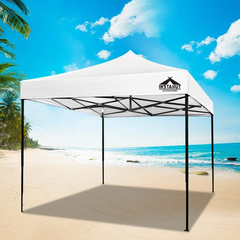 Instahut Gazebo 3X3, Pop up Camping Tent Marquee Folding White Gazebos Garden Outdoor Wedding Party Canopy Patio, Water Resistant and UV PU Coating image number 3
