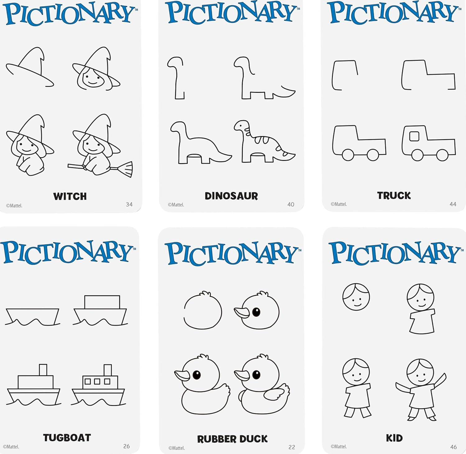 ​Mattel Games Pictionary Family Board Game for Kids, Adults and Game Night for 2 Teams with Erasable Markers, Boards and Sand Timer image number 5