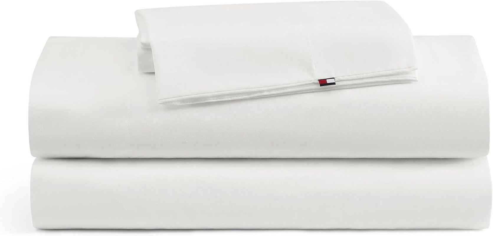 Tommy Hilfiger - King Bed Sheets, Moisture-Wicking Cotton Bedding with Matching Pillowcase, Lightweight Bed Set, Deep Pockets, Oeko-Tex Certified (Performance Cooling Navy)