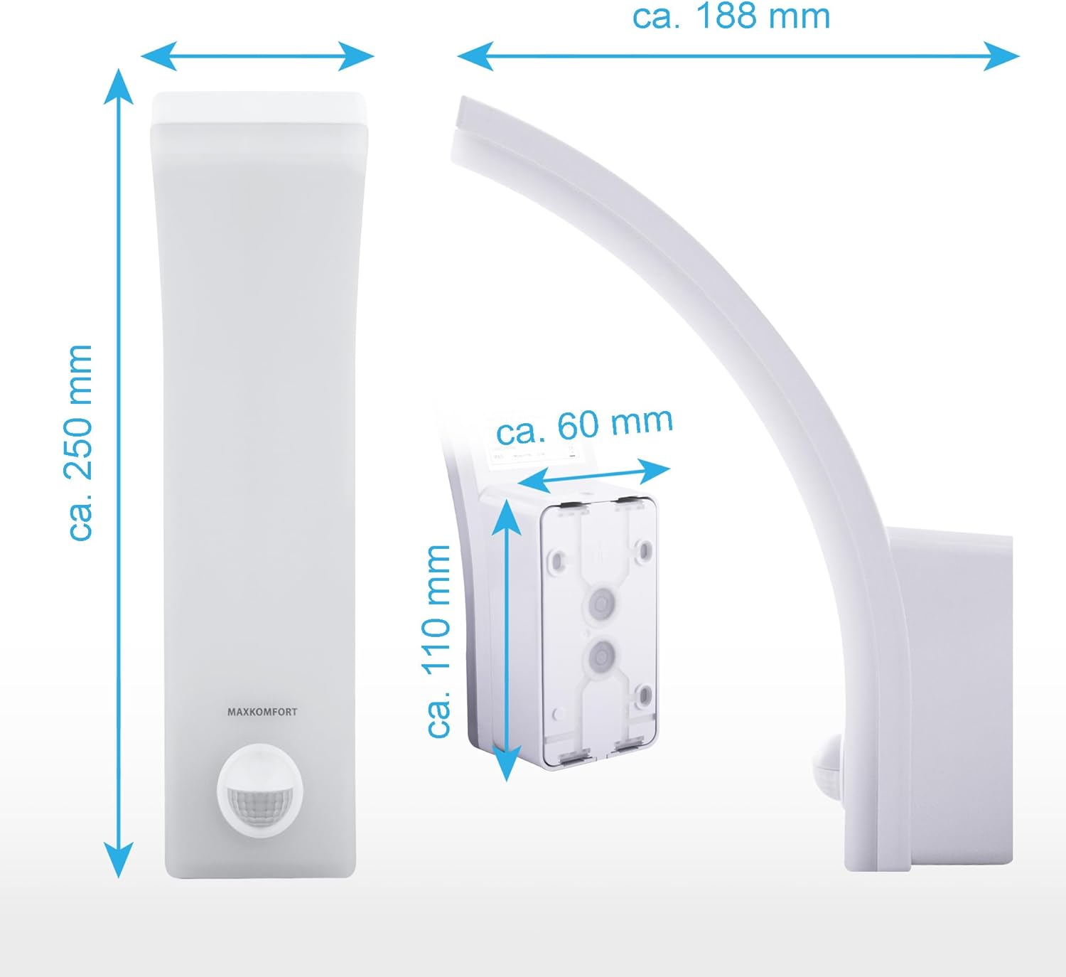 X-Prit Model X-Prit LED Outdoor Light with Motion Sensor - 12/15/20W Selectable - Ip65-1600-2500Lm - Sensor Can Be Switched off for Continuous Light - 4000K Neutral White - Model X-Prit for Wall image number 3