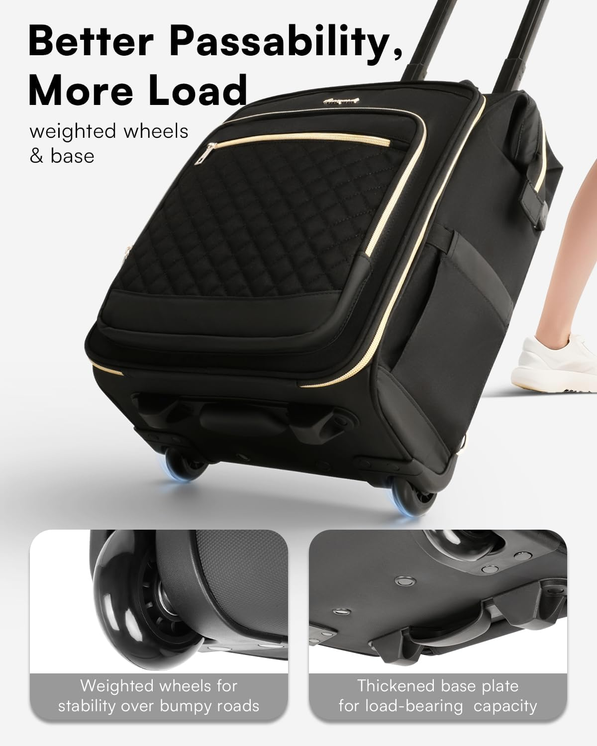 Arcoyard Rolling Backpack for Women, 16 Inch Travel Backpack with Wheels, Vertical Storage Wheeled Laptop Backpack - Grey Brown image number 4