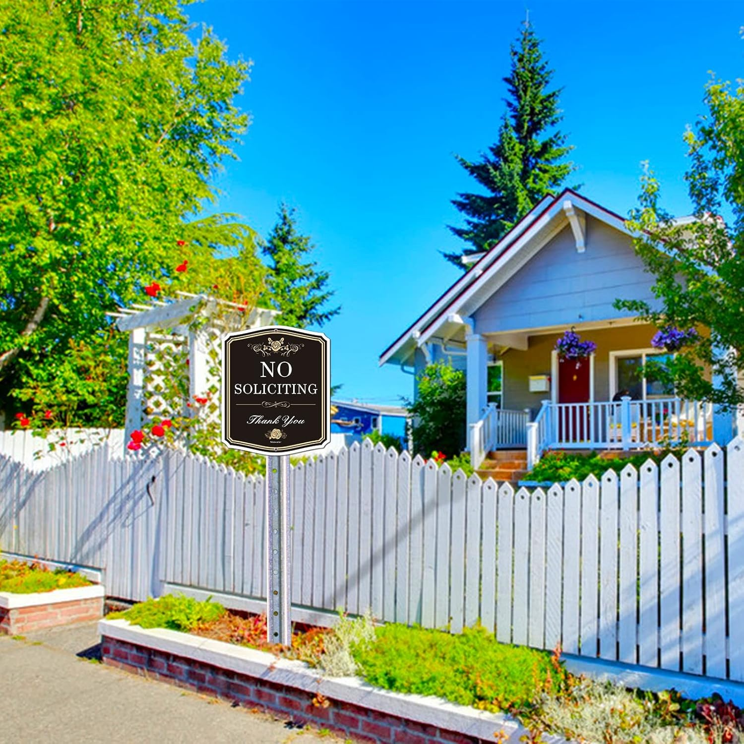 2 Pack No Soliciting Signs Private Property,12" X 10" Delicate Design Warning Mental Sign for House,Rust Free Aluminum,Durable Uv,Weather Resistant