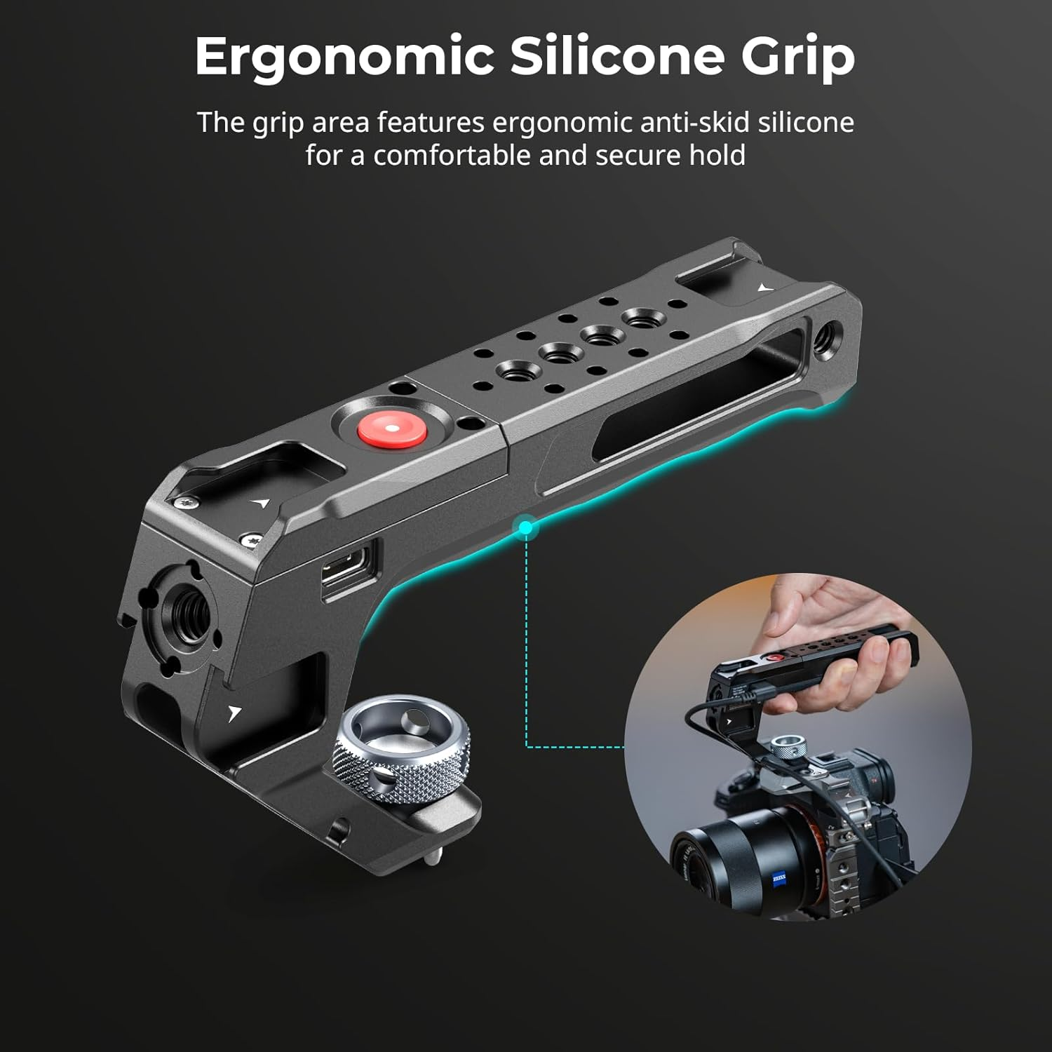 Smallrig Top Handle with Record Start/Stop Remote Trigger for ARRI 3/8&rdquo;-16 Hole, Compatible with Sony A7 III/ FX3/ A6600, for Canon R5II/ R5C, for FUJIFILM X-H2S/ X-T5, for Panasonic S5 II/ GH5 image number 6