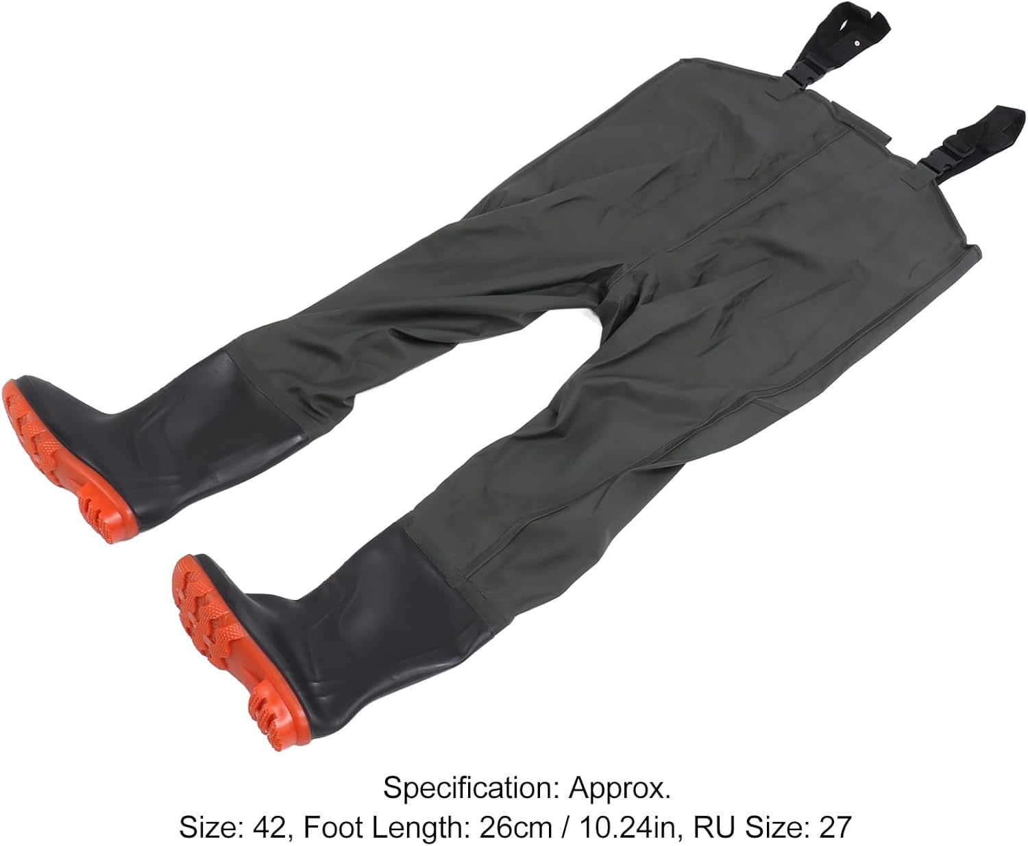 Wader Fishing Wading Pants, Waterproof Men Hip Wader with Bootfoot Wading Belt, PVC Flexible Bootfoot Chest Wader for Fishing Camping (Green) image number 6