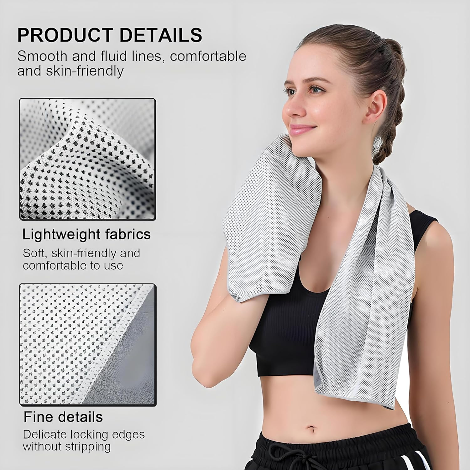 3 Pack Instant Cooling Towels - 90X30Cm Portable Ice Silk Neck Wraps | Reusable Chill Gym & Surf Towel for Hiking, Beach, Gym | Fast Dry Tech (Blue/Charcoal/Light Grey) image number 2