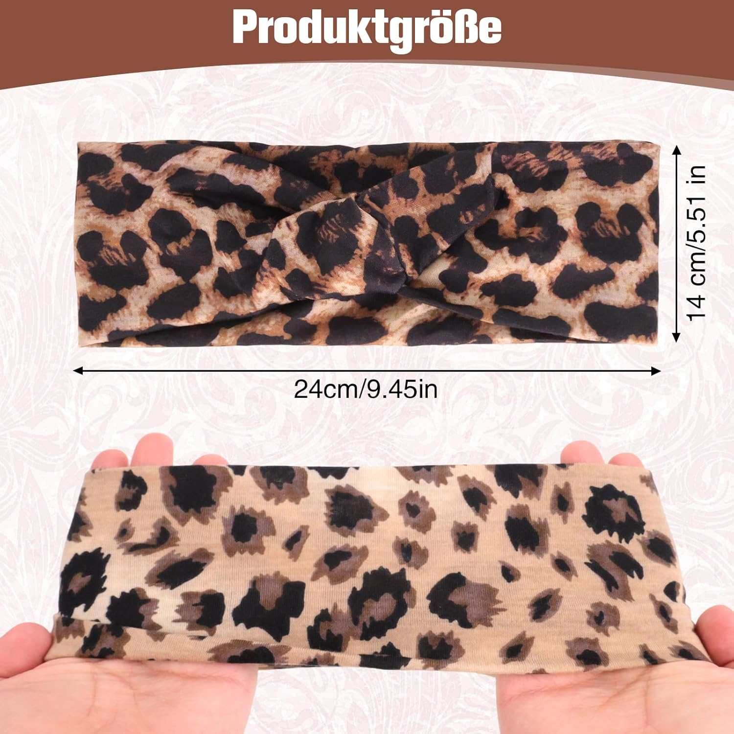 Pack of 8 Women'S Soft Headbands, Elastic Hair Bands, Summer Wide Headband Print Hair Accessories, for Yoga, Exercise, Workout, Running, Gym (Boho, Leopard Print, Plain)