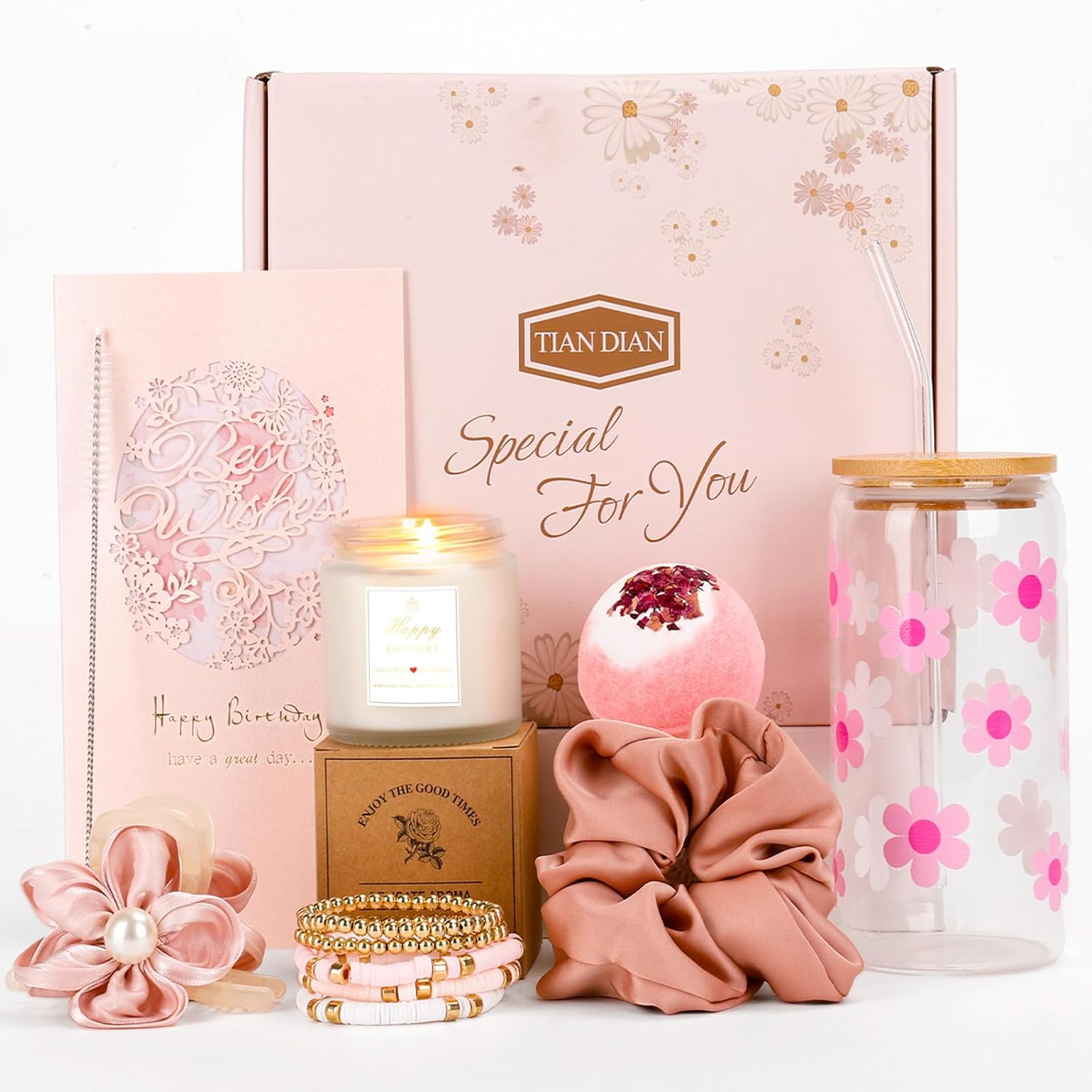 Gifts for Teen Girls, Birthday Gifts for Teen Girls, Girls, Unique Cute Birthday Gifts Box for Girl, Her, Sister, Daughter, Friends, Ideas Cute Daisy Aesthetic Glass Cups Gifts