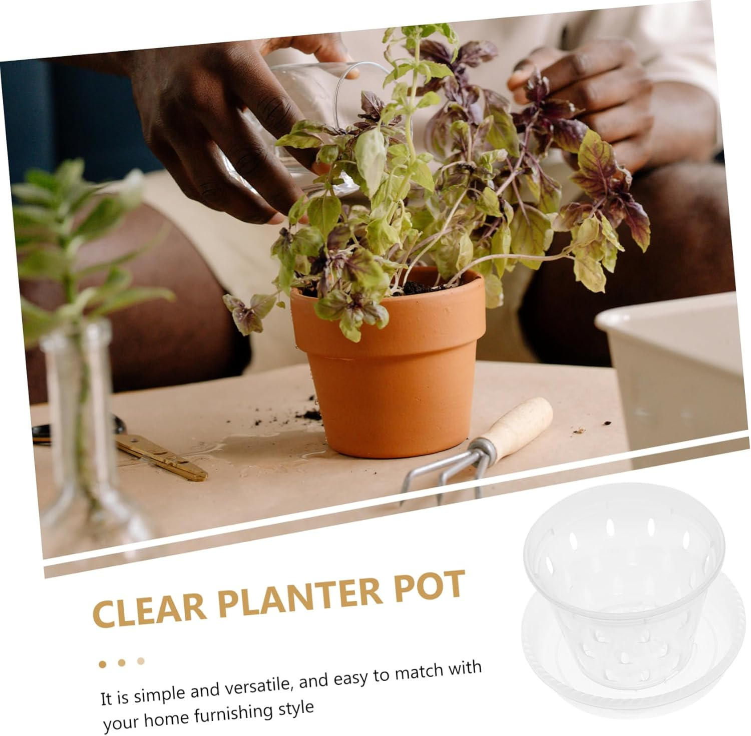 INOOMP 5Sets Plastic Orchid Pots and Saucers for Indoor Flowers Garden Supplies and Decorative Plant Containers