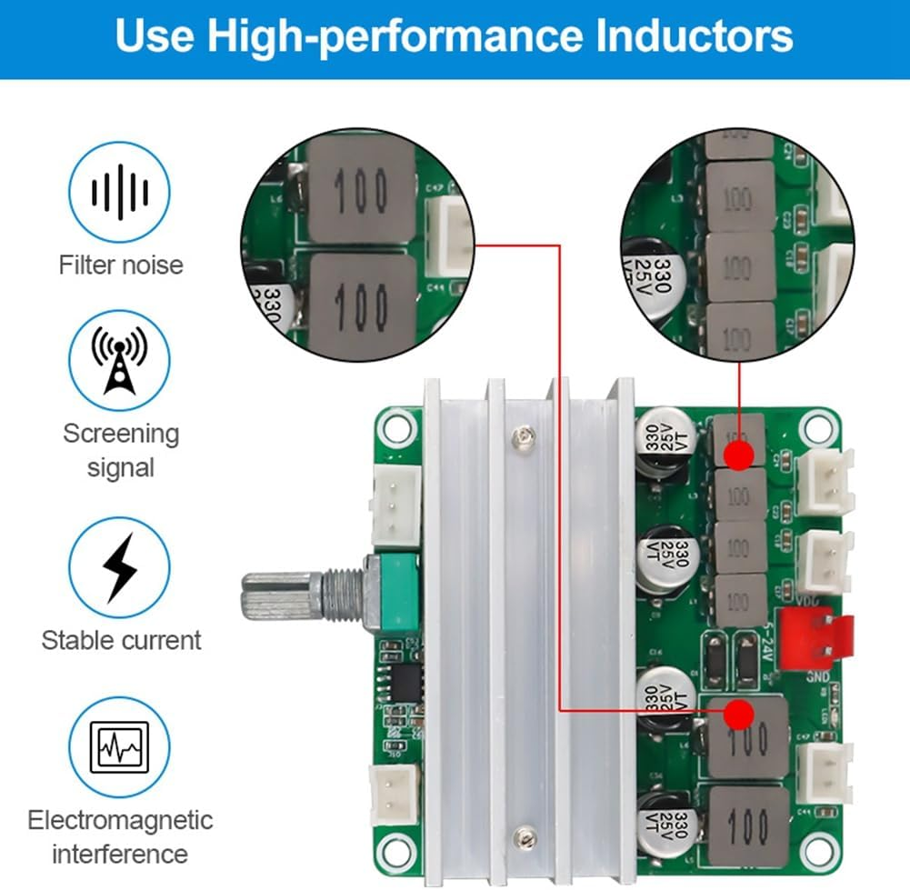 Lnqwhduu Digital Audio Power Amplifier Board 2.1 Channel 2X50W&100W 12V-24V Home Theater DIY Amplifier Module with Bass Andtreble image number 6