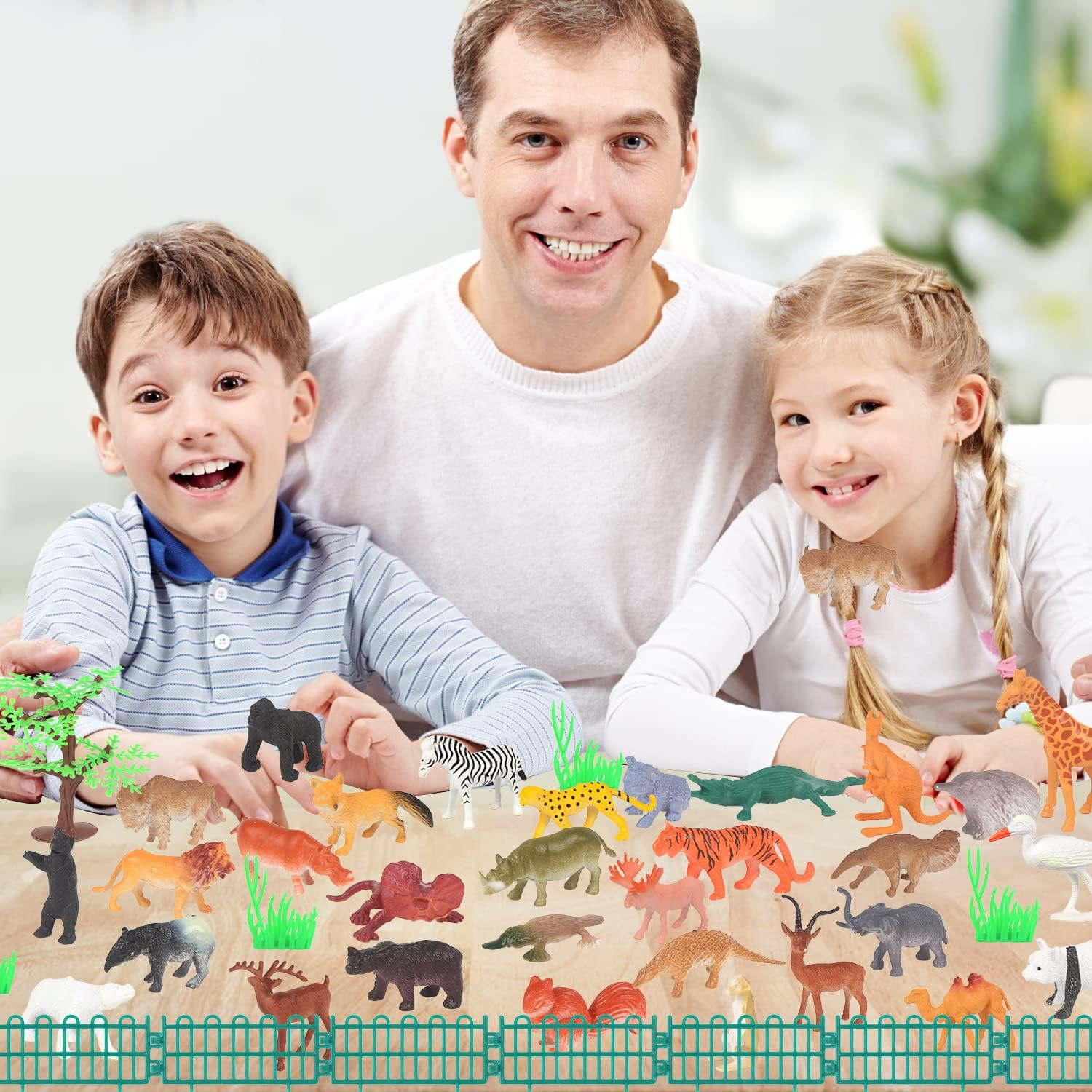 LOMIMOS 53Pcs Mini Jungle Animal Figures Toy,Assorted Miniature Realistic Animal Figurines Model Cake Topper Decoration for Children Kid Birthday Christmas Educational Learning Party image number 4