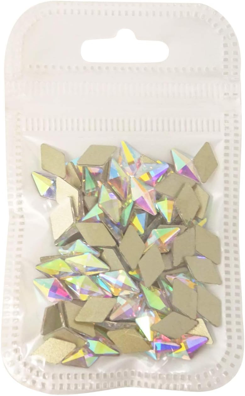 Honbay 100PCS 6X10Mm Crystal AB Flat Back Rhinestones Super Shiny Rhombus Gems for Nail Art, DIY Crafts, Phone, Clothes, Shoes and More image number 1