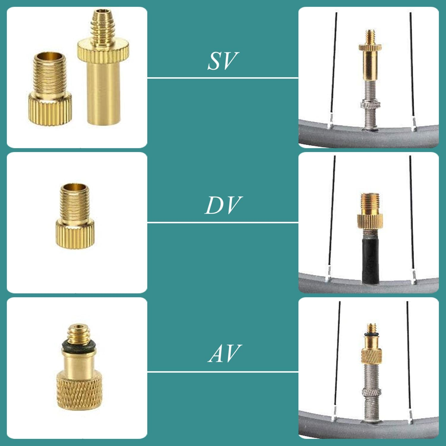 16 PCS Bicycle Presta Schrader Valve Adaptor, Brass Bike Pump Adapters, Ball Pump Needle, Balloon Inflatable Toys Nozzle Inflator Adapter, Air Pump Accessories for Standard Pump or Air Compressor image number 6