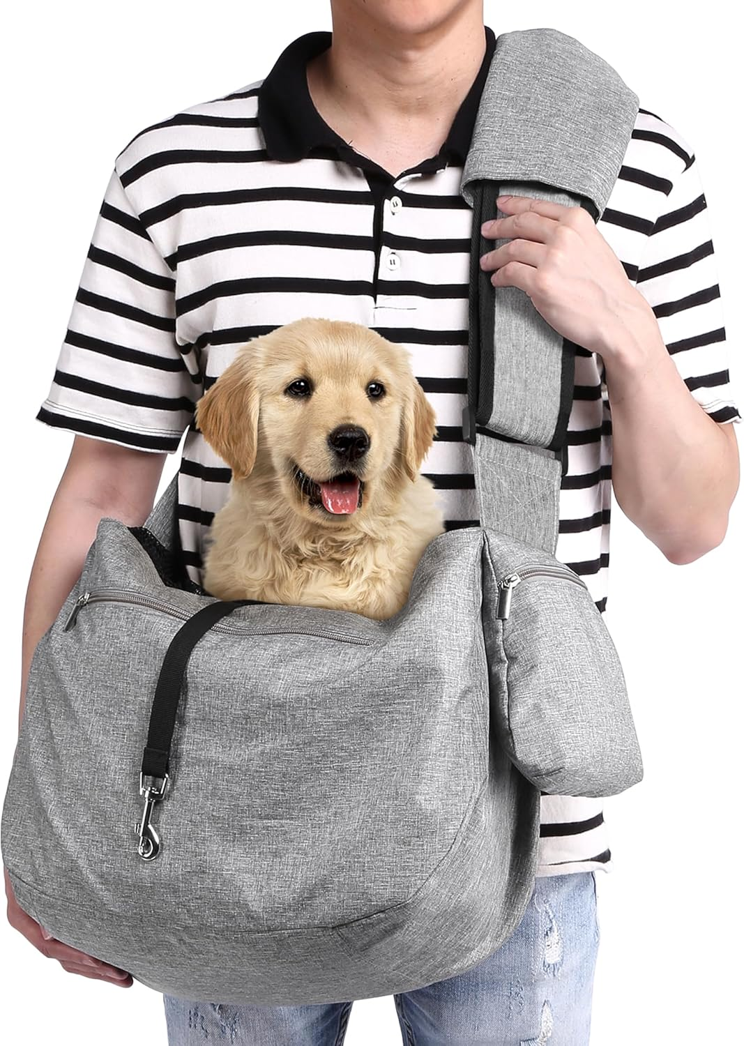 Ownpets Pet Sling Carrier, Fits 15 to 25Lbs Extra-Large Dog/Cat Sling Carrier Reversible and Hands-Free Dog Bag with Adjustable Strap and Pocket Shoulder Pad for Outdoor Travel Hiking image number 5