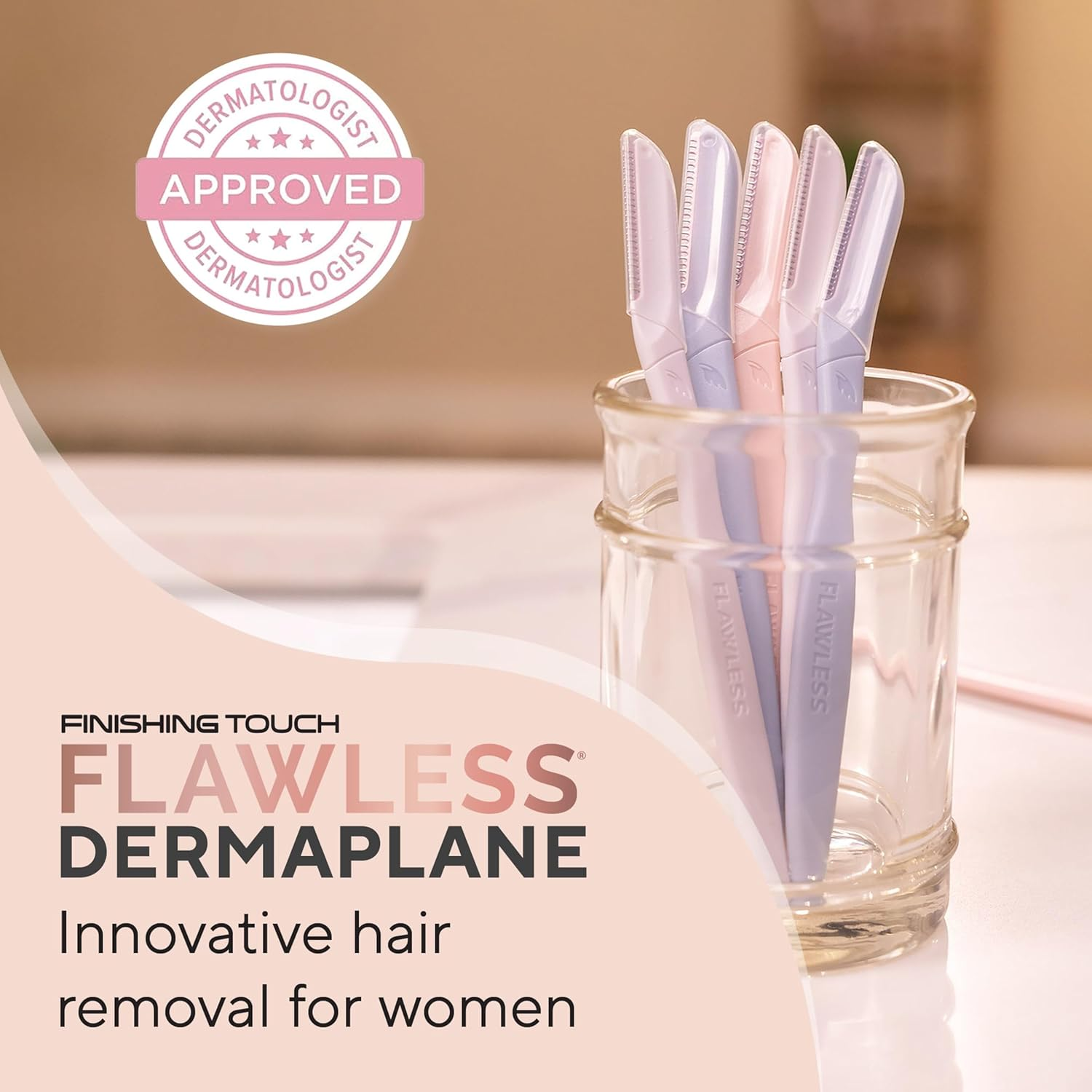 Finishing Touch Flawless Dermaplane Facial Exfoliator and Hair Remover, 4 Count image number 1
