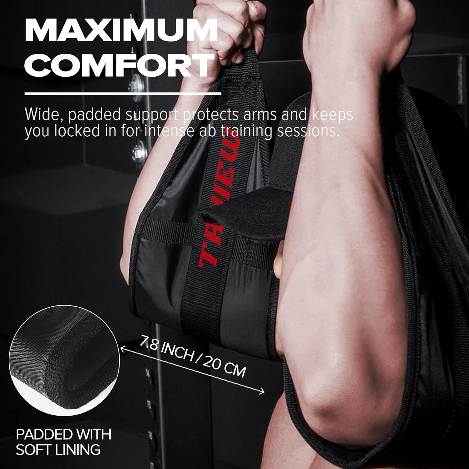 Abdominal Slings Portable Pull up Bar Hanging Leg Raiser Fitness (Black, 1 Pair) image number 1