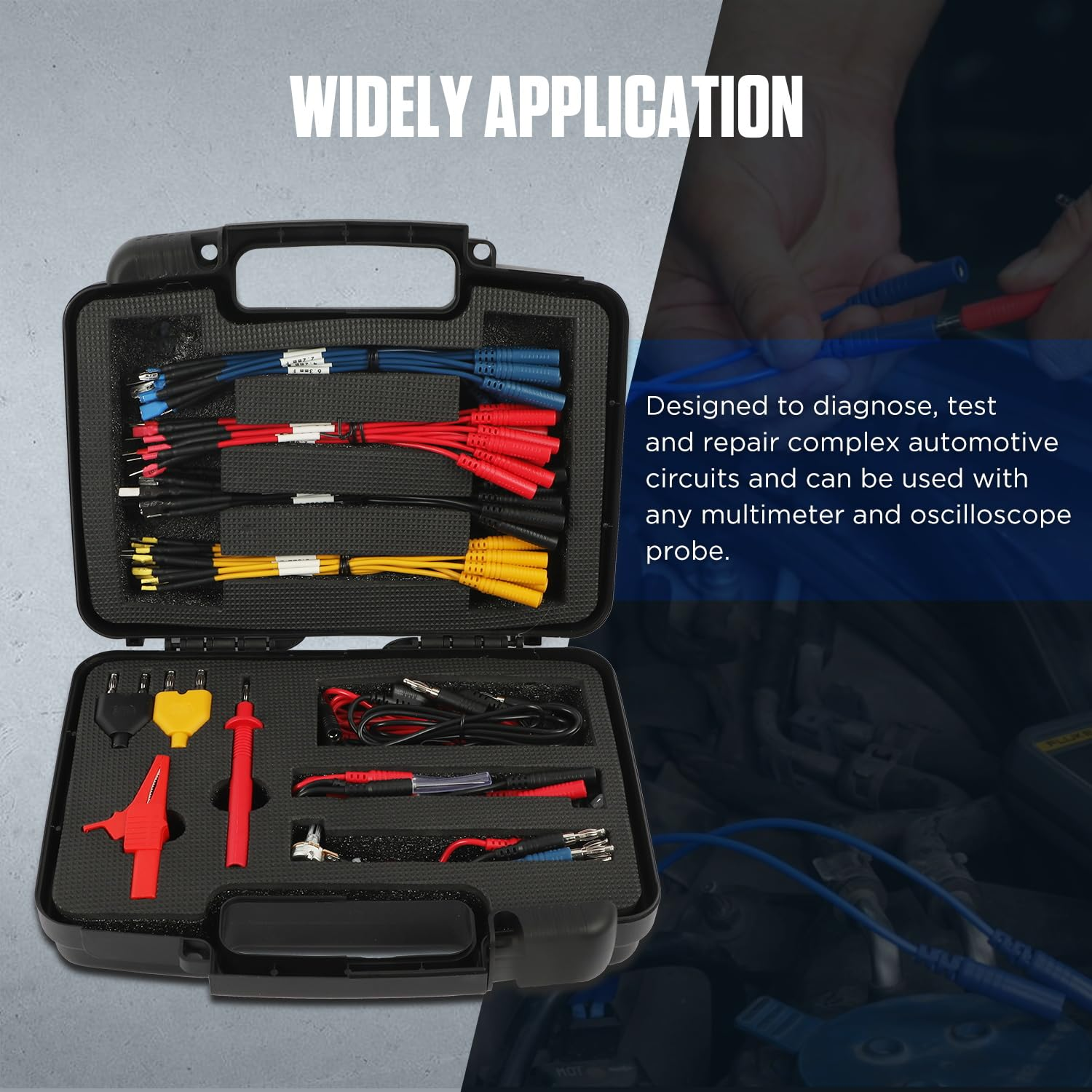 LINXINO 68Pcs Automotive Circuit Test Lead Kit, Multimeter Test Lead Assembly, Electrical Exhaust Cables, Automotive Kit with Terminals, Alligator Clip, Acicu Probe image number 2