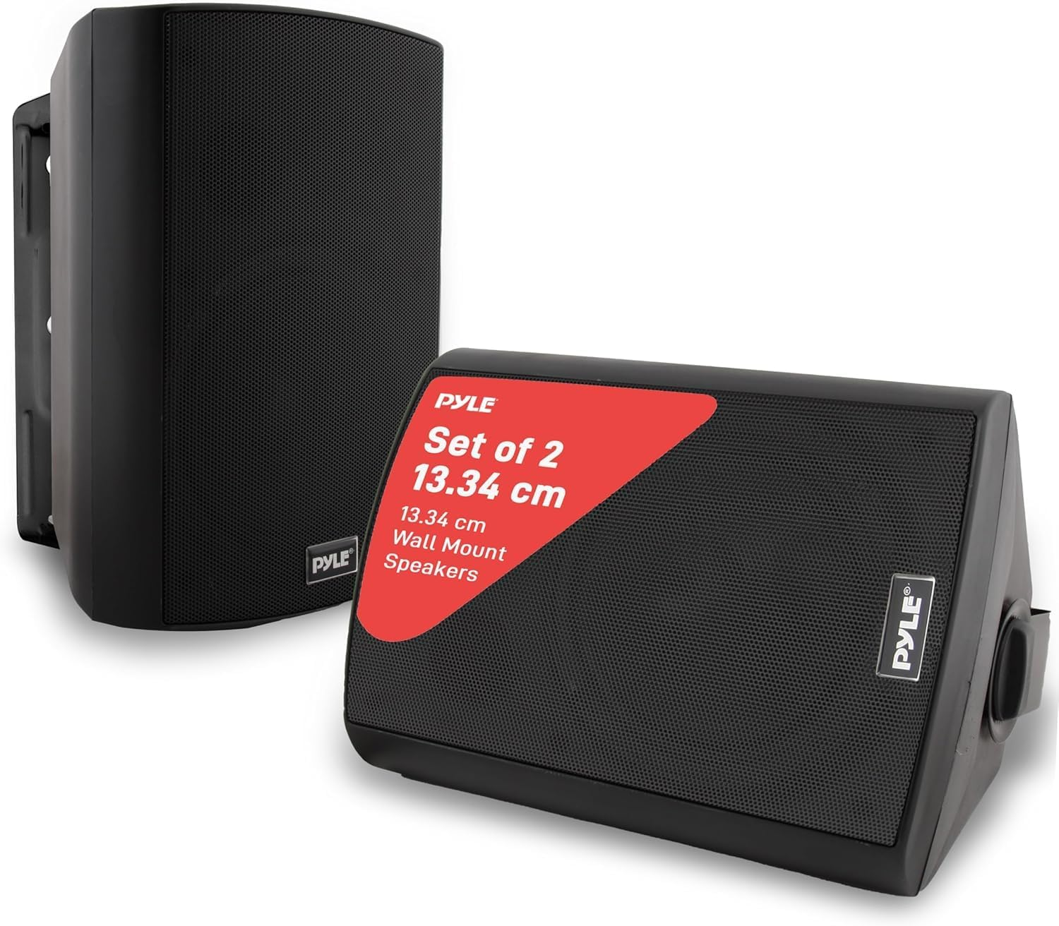 Pyle Bluetooth Speakers, Waterproof Wall-Mounted Wireless Audio System, 16.5 Cm, Built-In Digital Amplifier, Weatherproof, Heavy-Duty Sound, Compatible with Iphone, Android, Tablet & PC (Pair, Black)