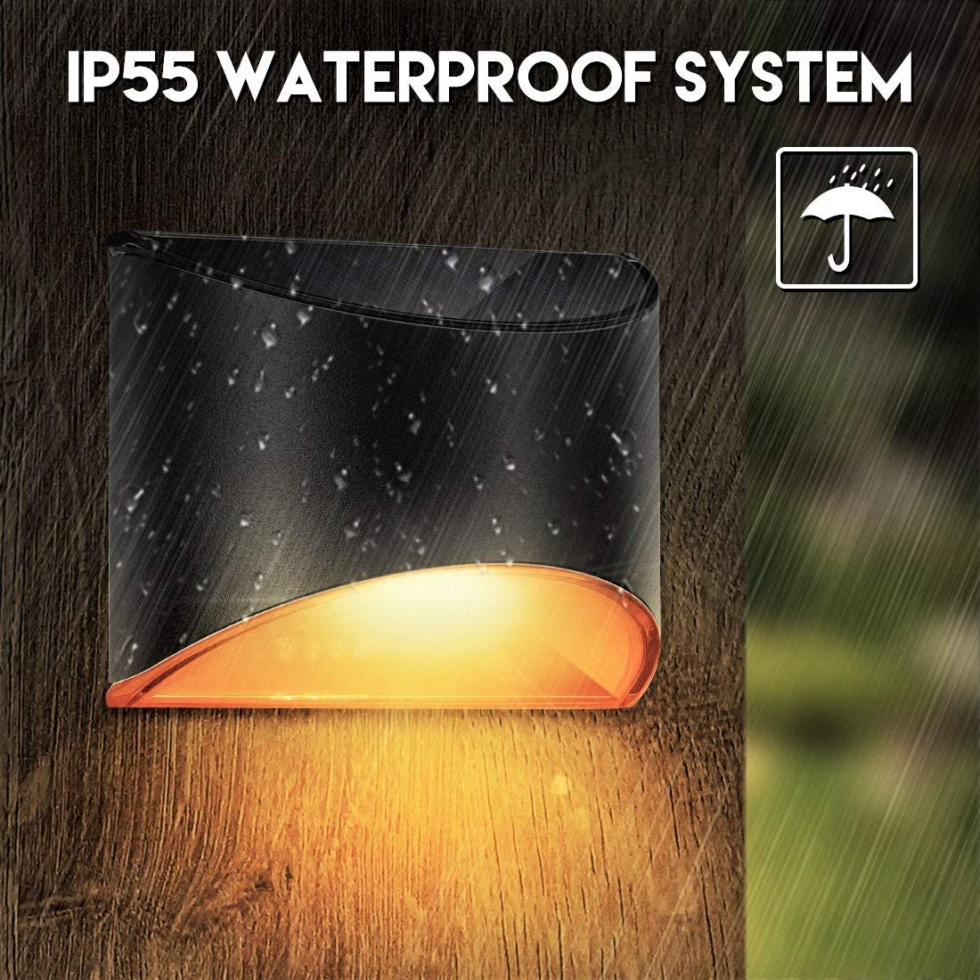 Leidrail Solar Step Lights Outdoor Deck Fence Stair Warm Light Sun Powered LED Illuminated Landscape Lighting Waterproof for House Yard Garden Post Black - 4 Pack