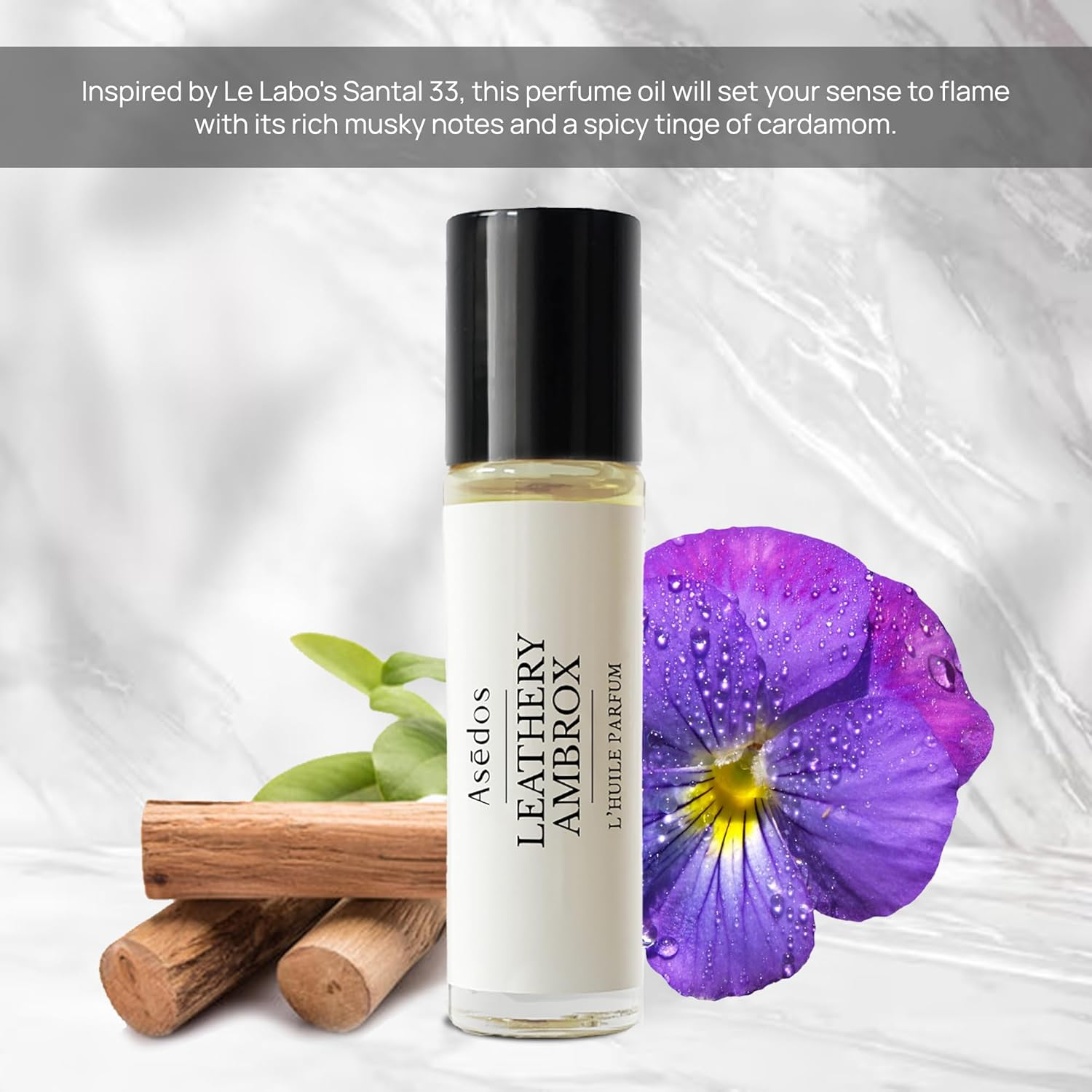 Asedos - Leathery Ambrox Perfume Oil | Inspired by LL Santal 33 | Rollerball | Unisex Attar Oil | Vegan, Paraben Free, Phthalate Free | Animal Cruelty Free | 10Ml 0.34 Fl Oz image number 1