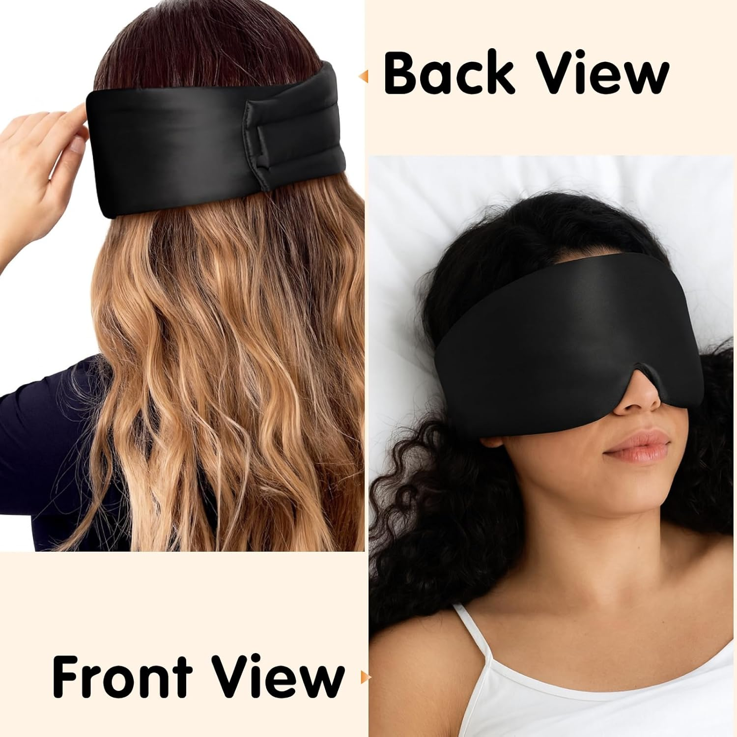 Mulberry Silk Sleep Mask Black Adjustable Hook and Loop Headband, Full Size Large Eye Mask for Total Blackout Men Women, Ideal for All Night Sleep, Travel, Naps Prevents Light Leakage, Comfortable for Side Sleepers image number 1