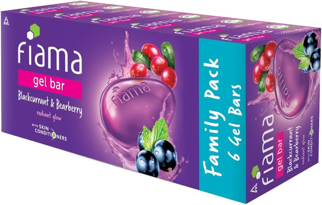 Fiama Gel Bar Blackcurrant and Bearberry, 125G (Pack of 6)