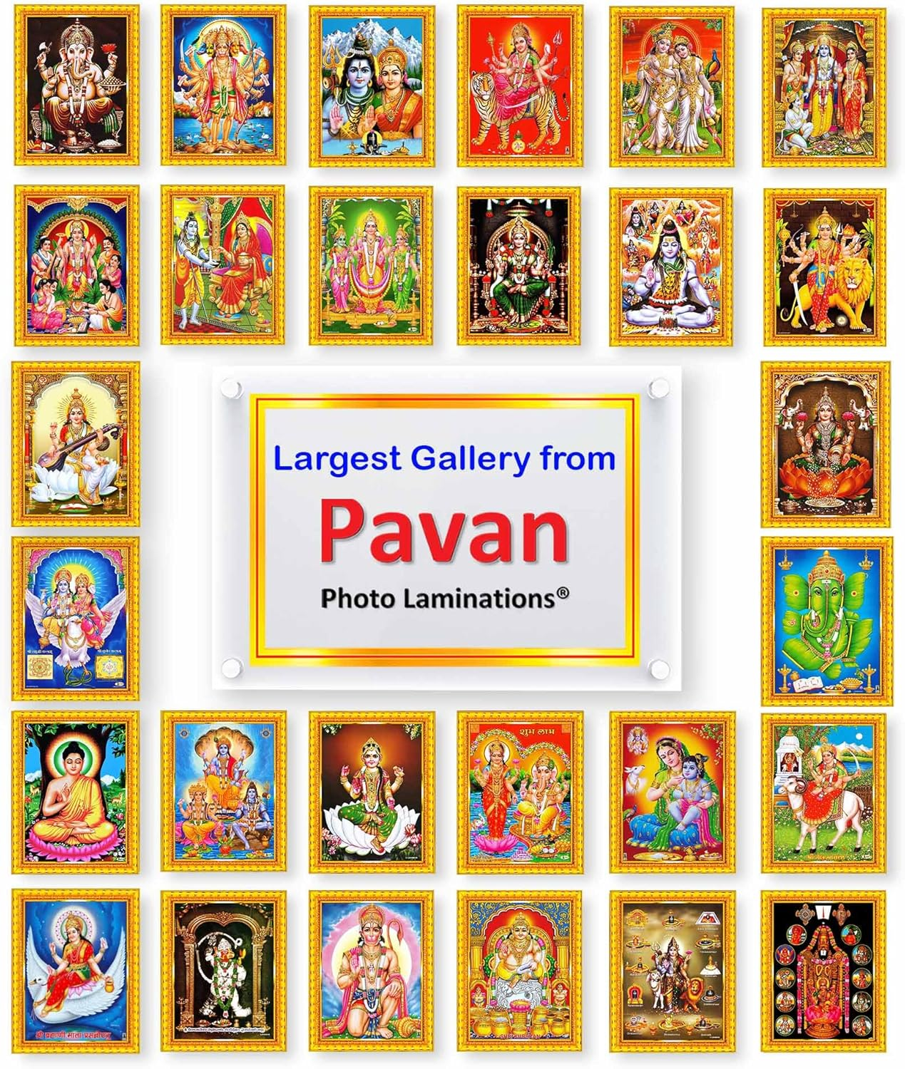 Pavan Photo Laminations Panchmukhi Hanuman for Door Entrance Vastu Wall Painting Framed Home Decor (Wood,Matte,Brown,Small Size,6 X 8 Inch) B786S image number 1