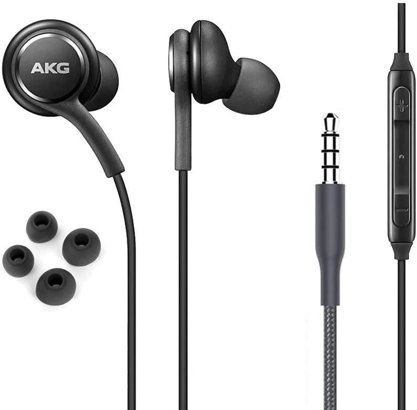 Ellogear OEM Earbuds Stereo Headphones for Samsung Galaxy S10 S10E plus Cable - Designed by AKG - with Microphone and Volume Buttons (Black)