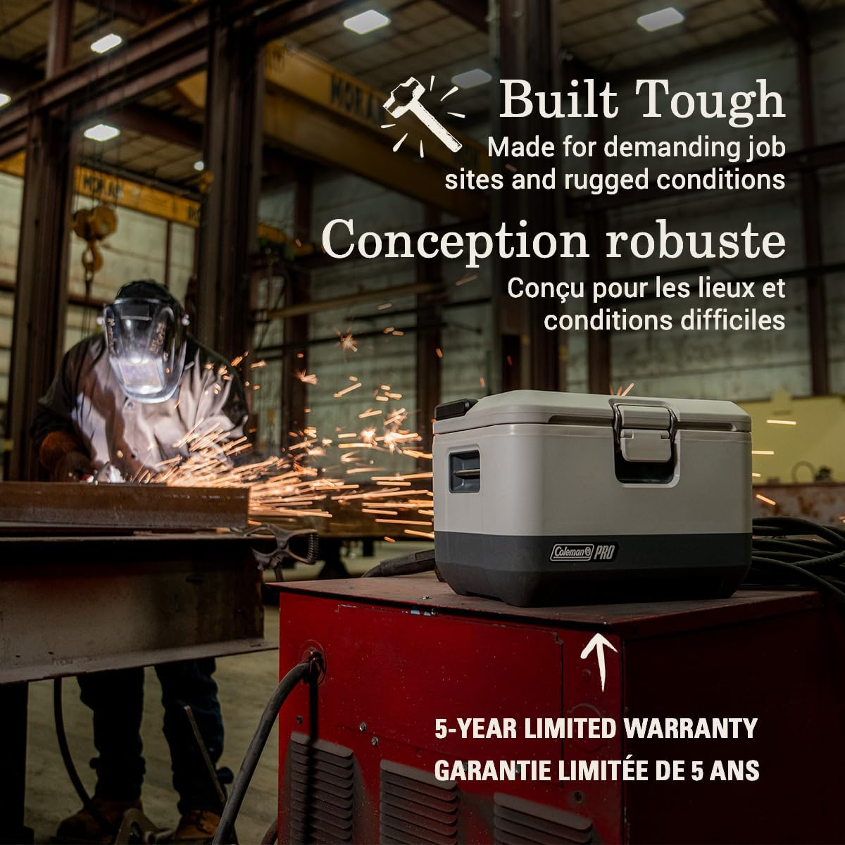 Coleman Pro Heavy-Duty Insulated Hard Cooler Lunchbox, Durable Portable Cooler for Rugged Outdoor Use & Jobsites, Anchor Points for Secure Transportation & Portability image number 3