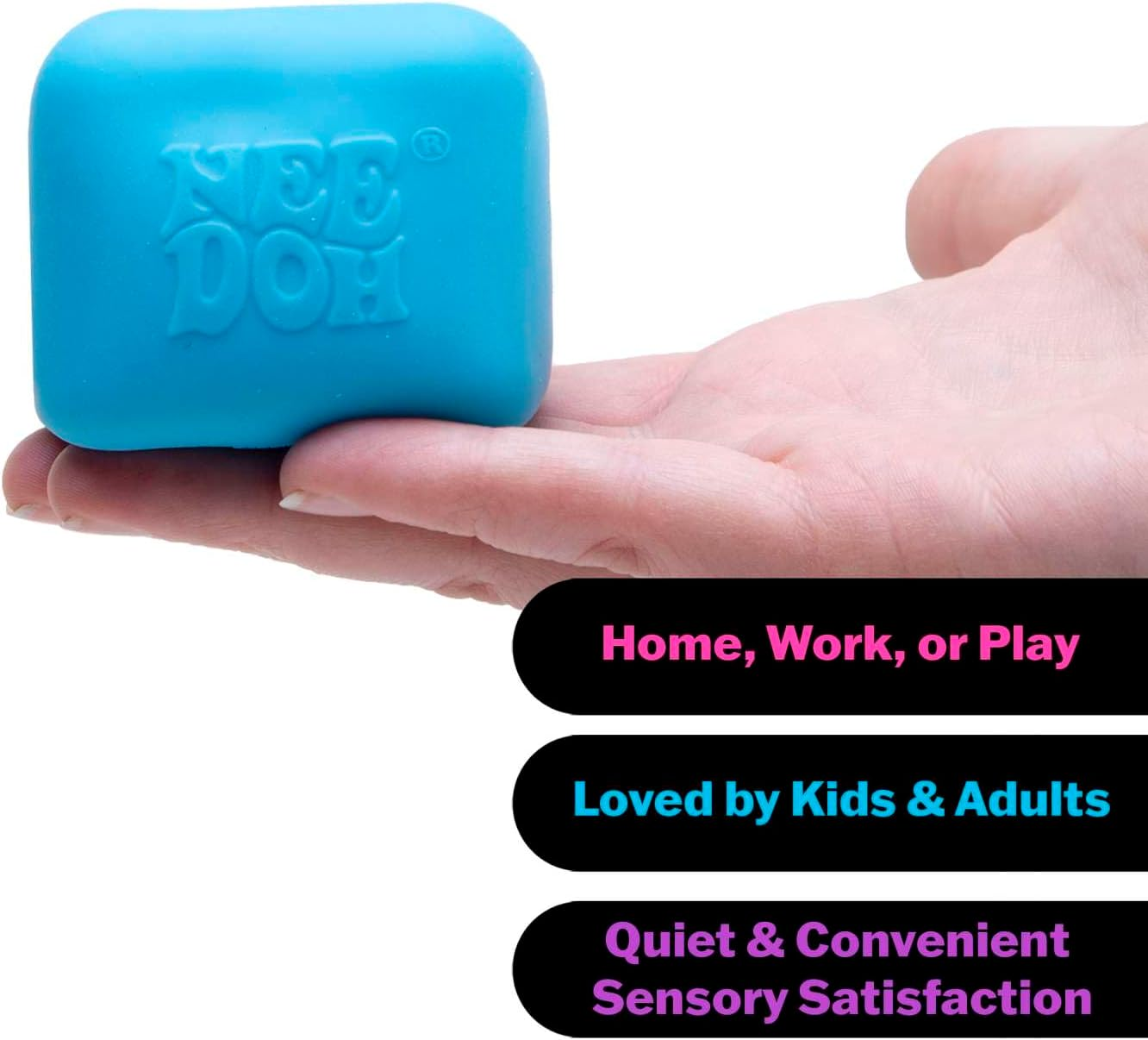 Needoh Nice Cube Glow - Soft & Squishy Glow-In-The-Dark Stress Toy, Stretchy Fidget for Sensory Play, Fun for Kids & Adults, Portable Stress Relief, Assorted Colours image number 2
