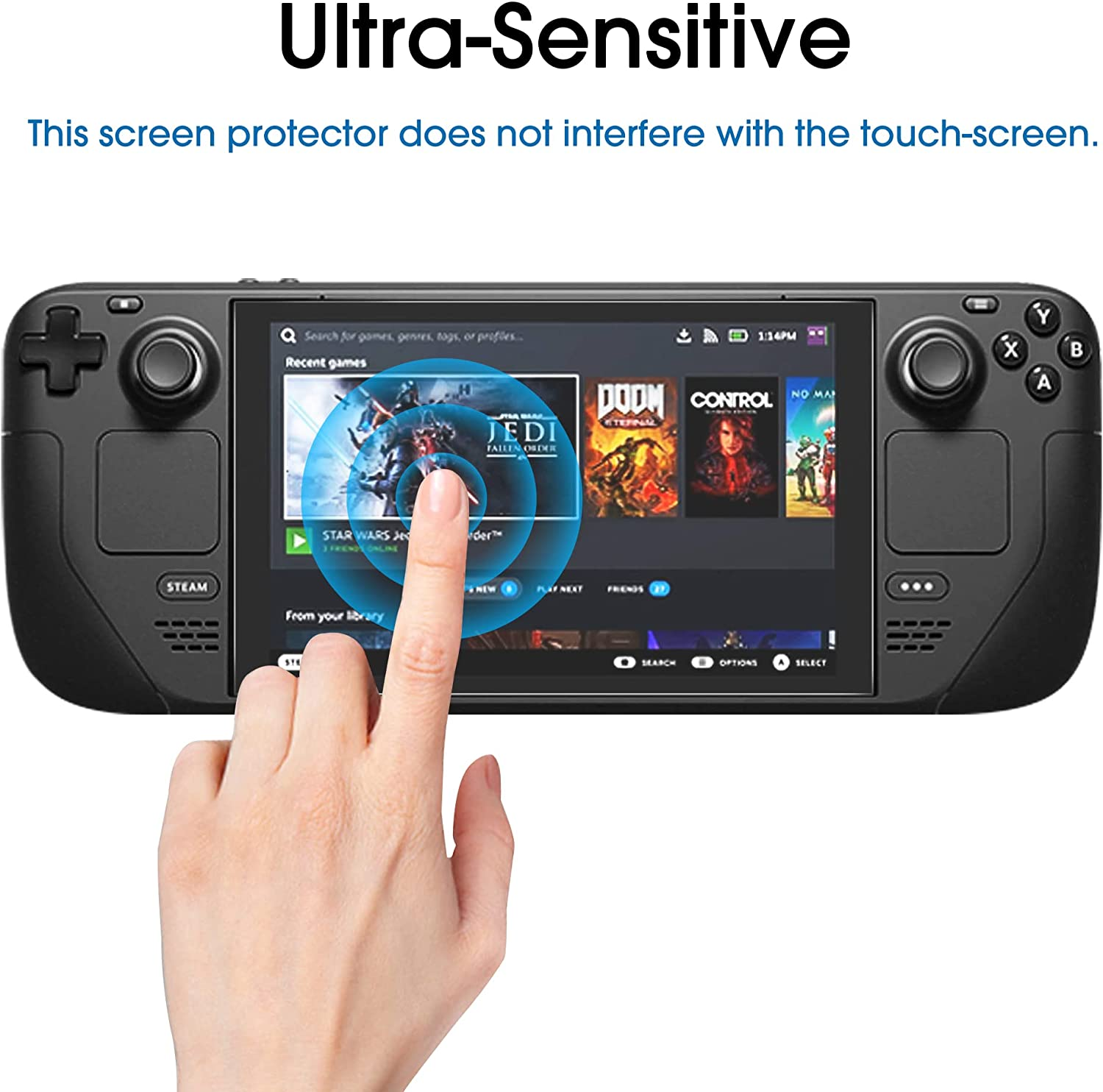 Amfilm 3 Pack for Steam Deck/Steam Deck OLED Screen Protector Tempered Glass, Designed for Stream Steam Deck Accessories 2021 & 2022/Steam Deck OLED 2023 2024 image number 2