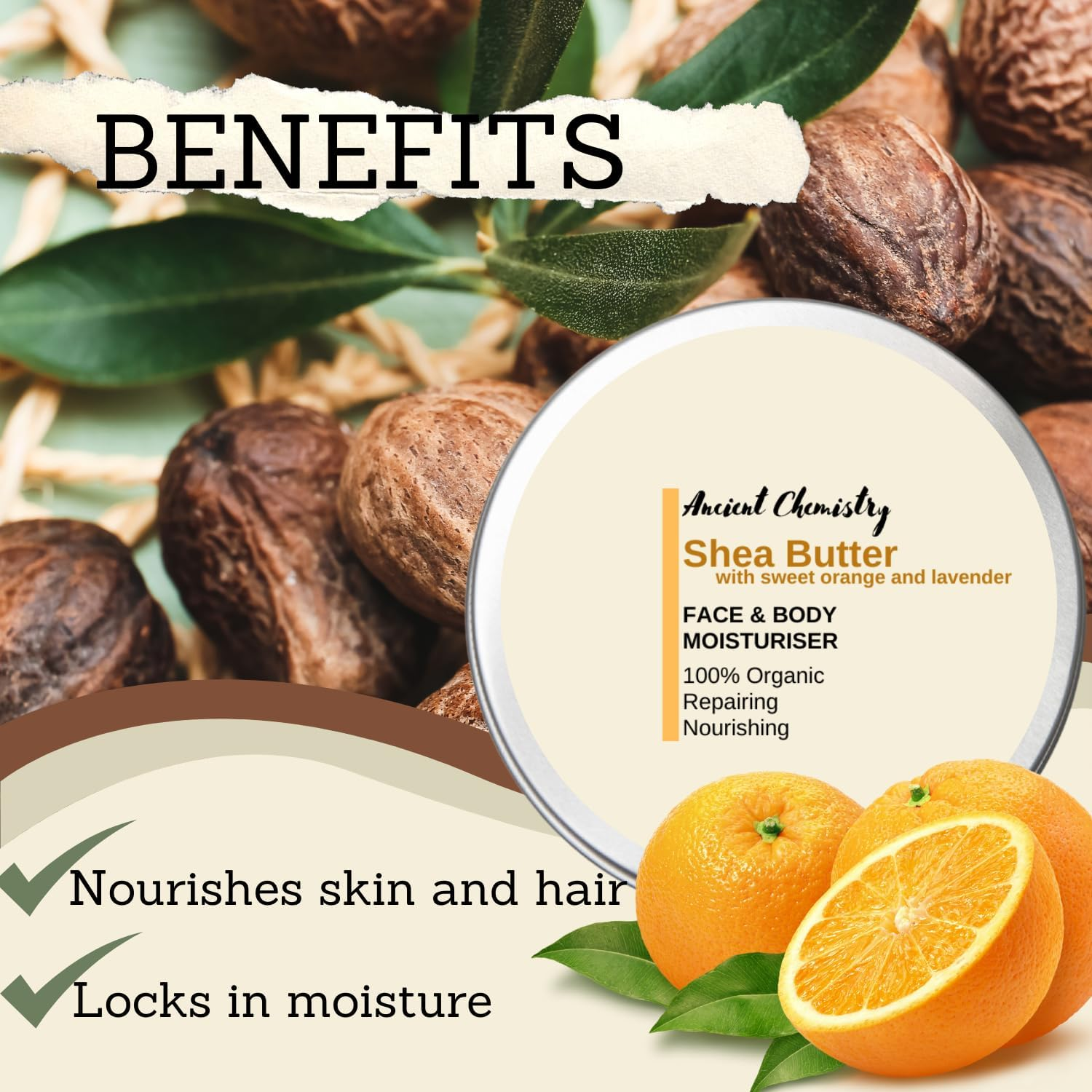 100ML Organic Shea Butter Moisturizer Wit Sweet Orange and Lavender 100% Pure and Natural &ndash; Deep Moisturizing Body Butter for Dry Skin, Stretch Marks, Hair Care image number 5