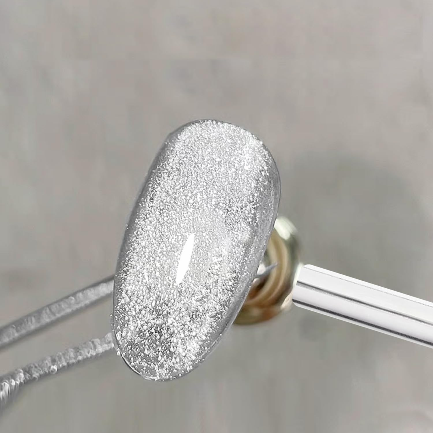 Vishine 16Ml Cat Eye Gel Nail Polish &ndash; Silver Glitter Holographic Gel, Reflective Translucent UV Gel, Crystal Shade (H001) image number 6