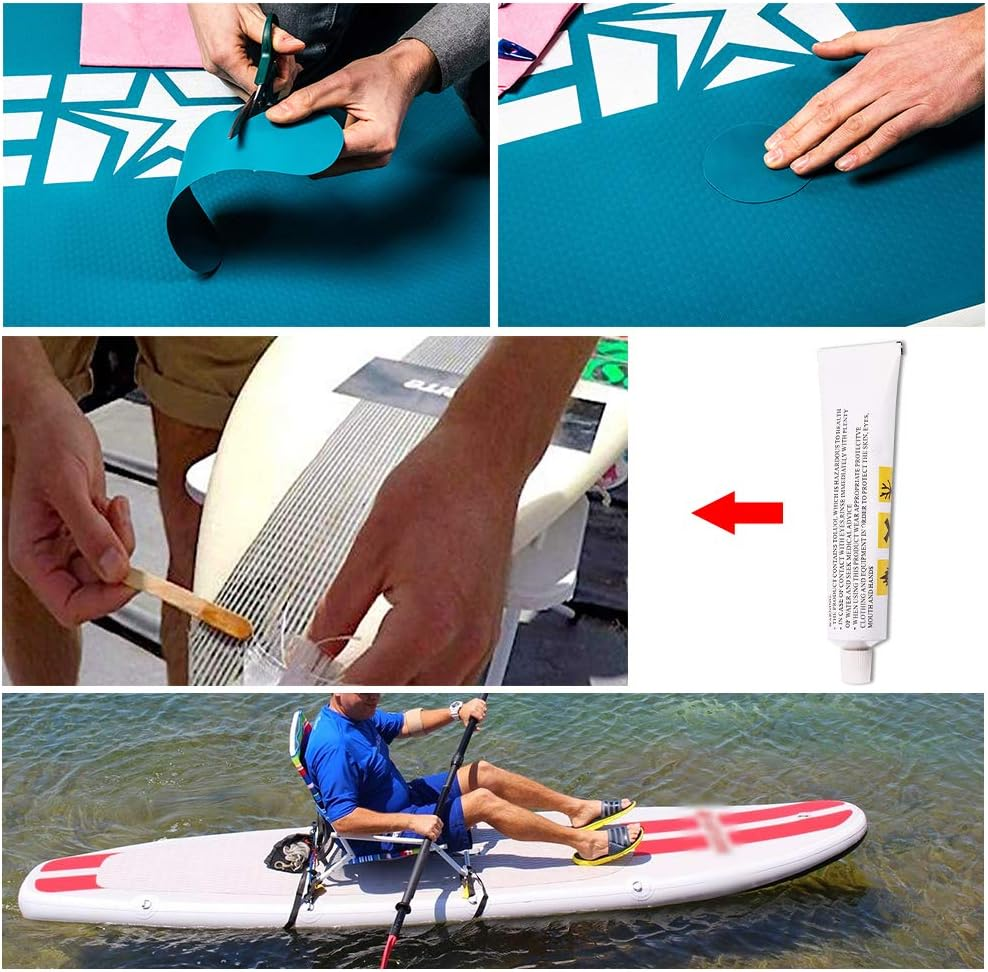 Domary Repair Kit with PVC Patches and Glue for Inflatables Portable Stand-Up Paddleboard Repair Kit with Wrench for Inflatable Kayak Boat Raft Surfboard image number 6