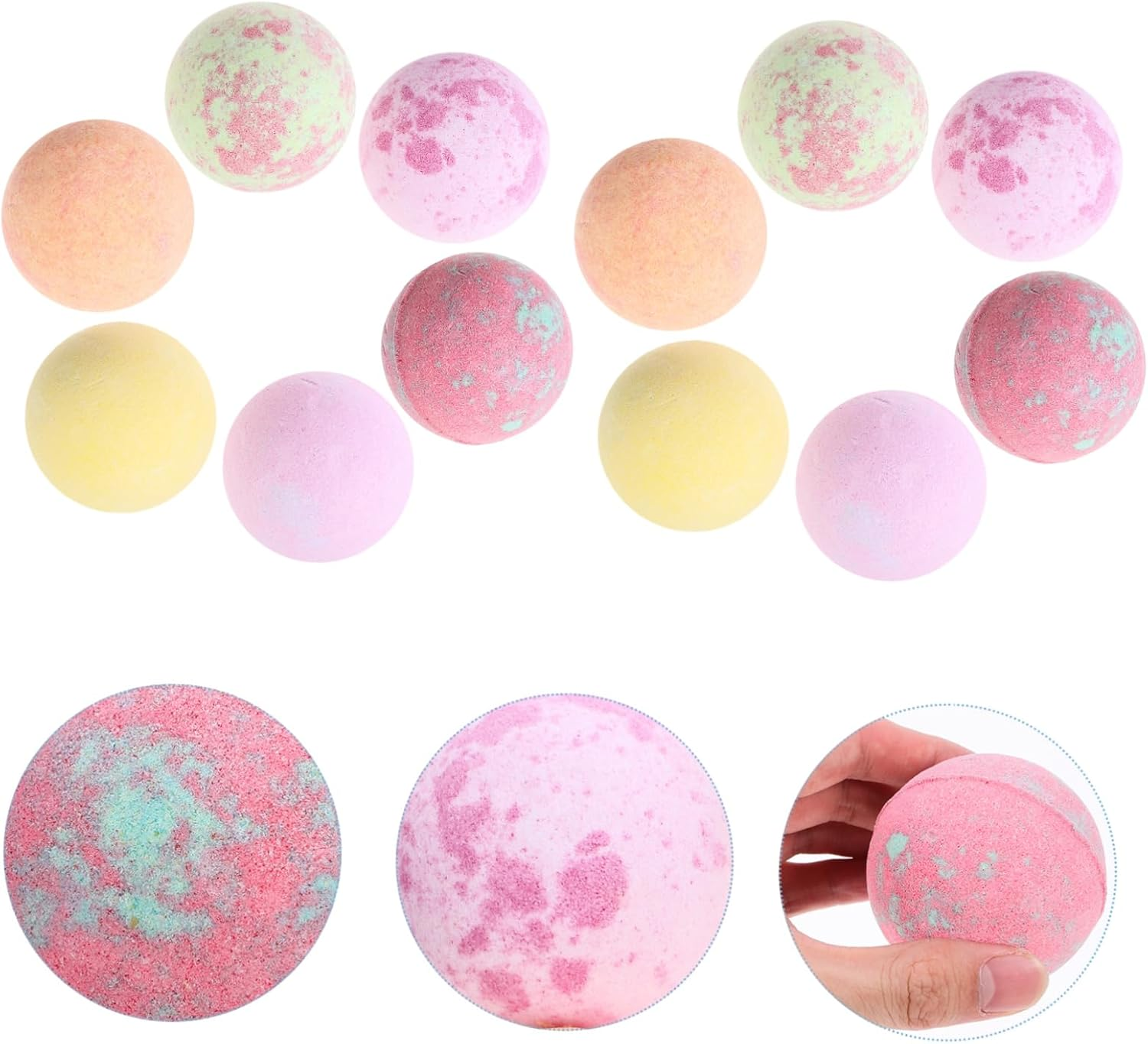 IWOWHERO 12Pcs Colorful Spa Bath Balls Boys and Girls Bubble Bombs Glitter for Boys and Girls Adults