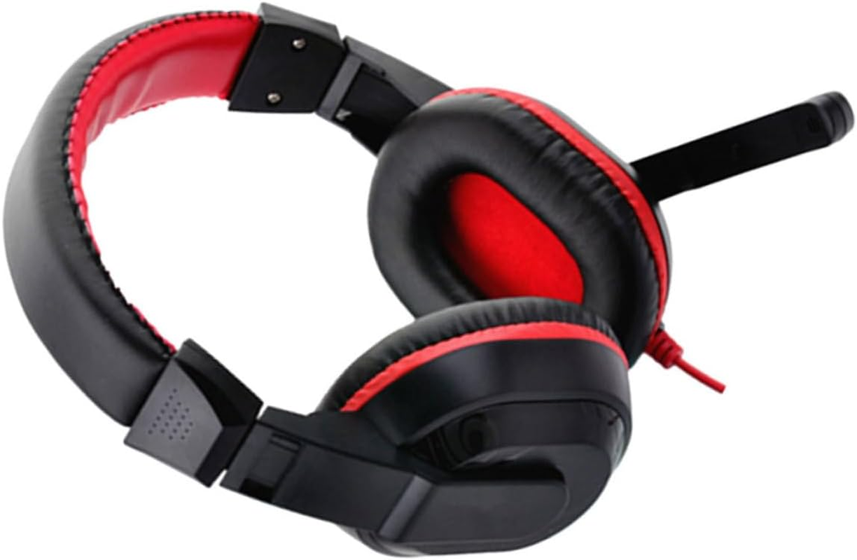 Jojofuny Adjustable Gaming Headset with Microphone Stereo Noise-Canceling Headphones for PC and Laptop Over-Ear Design with Soft Cushions for Gamers (Red) Random Color image number 2