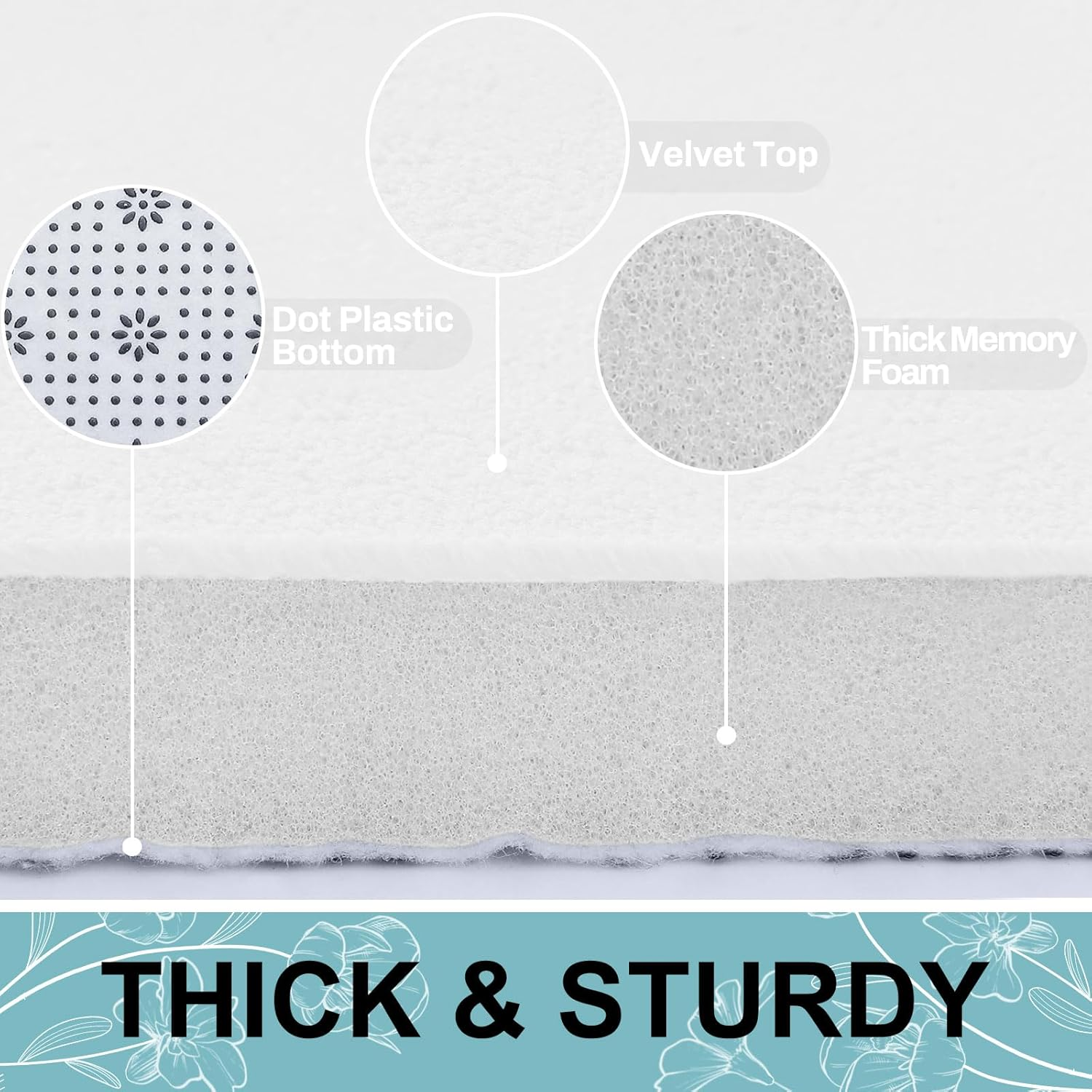 Smiry Memory Foam Bath Mat, Super Soft Absorbent Bathroom Rugs Non Slip Bath Rug Runner for Shower Bathroom Floors, 32" X 20", White