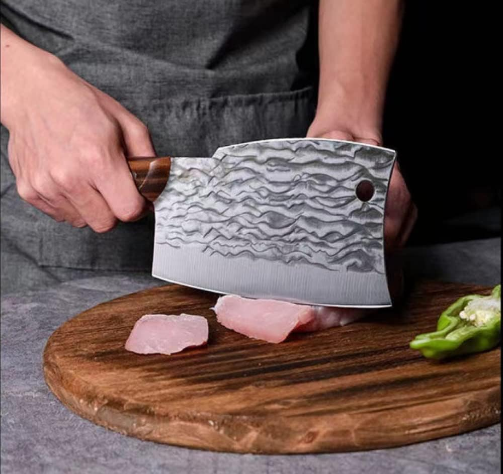 Meat Cleaver Knife Butcher Knife Bone Cutter Heavy Duty Multi-Purpose Dual Edges Kitchen Chopping Knife for Meat Cutting Chinese Chef Knife with Ergonomic Wood Handle for Home Kitchen or Restaurant image number 3
