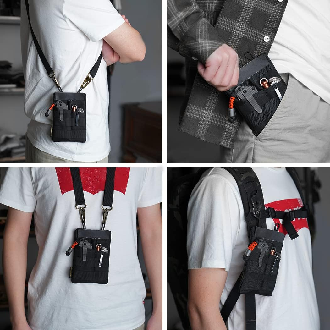 VIPERADE VE3-P Pocket Organizer Pouch, EDC Pocket Organizer Men with DIY Patches Area, EDC Organizer Pouch with 4 Tool Storage EDC Pouch for Flashlight, Pocket Knife, EDC Pen, EDC Gear (Black) image number 5