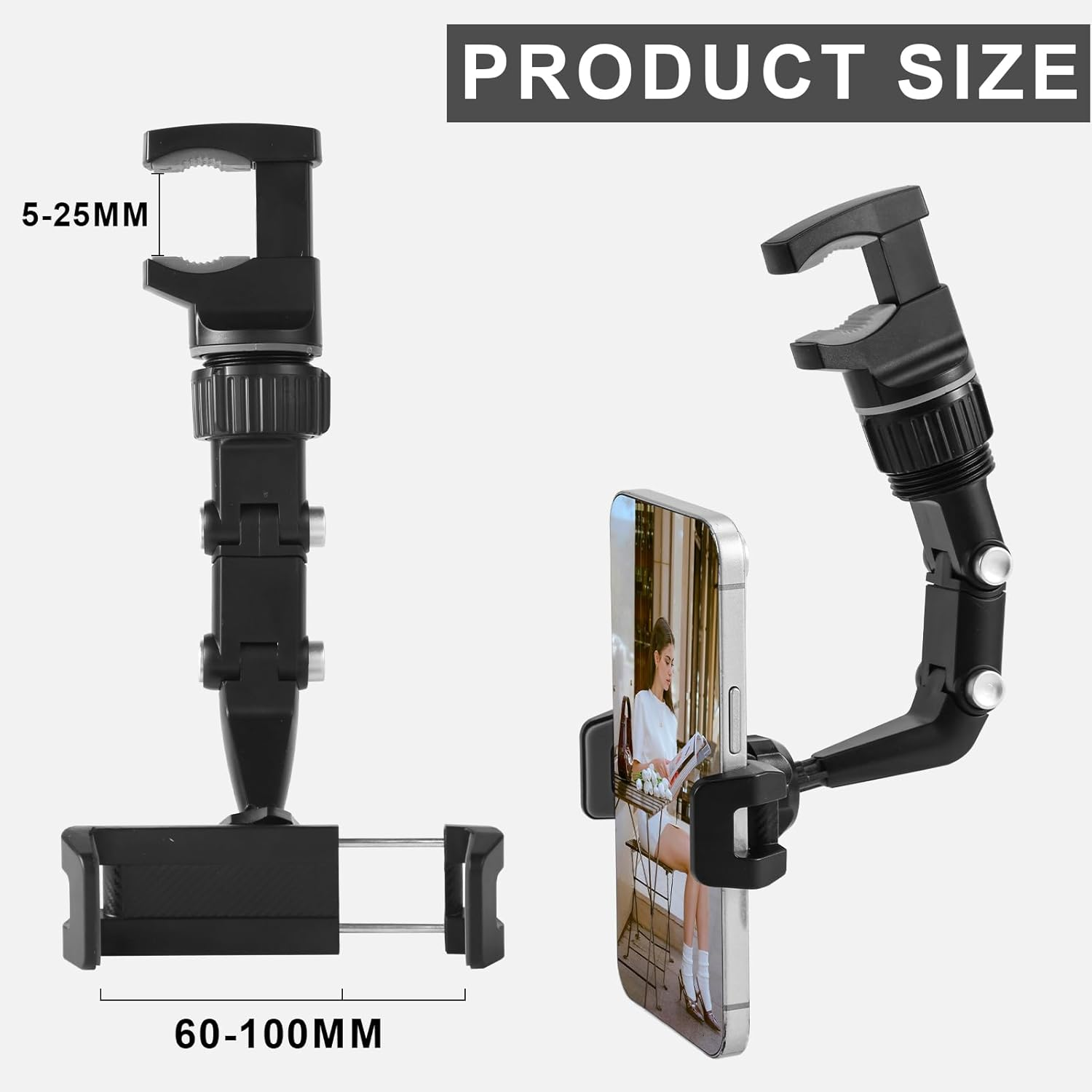 XIHIRCD 360 Degree Rotatable for Your Car Phone Holder Mount, Rotatogrip Smartphone Holder Multifunctional Rear Rotato Grip Phone Holder Rearview Mirror Phone Accessories image number 5