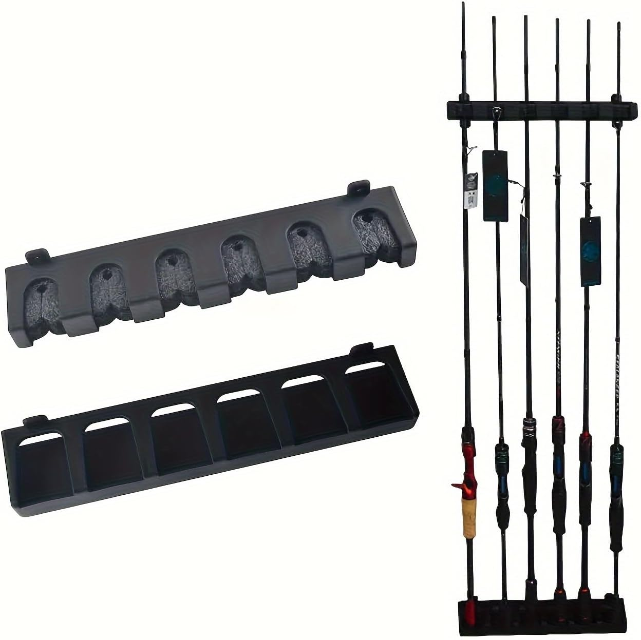 Yotsuba 6-Rod Rack Fishing Pole Holder Tackle Wall Fishing Rod Storage Fixed Stand image number 2