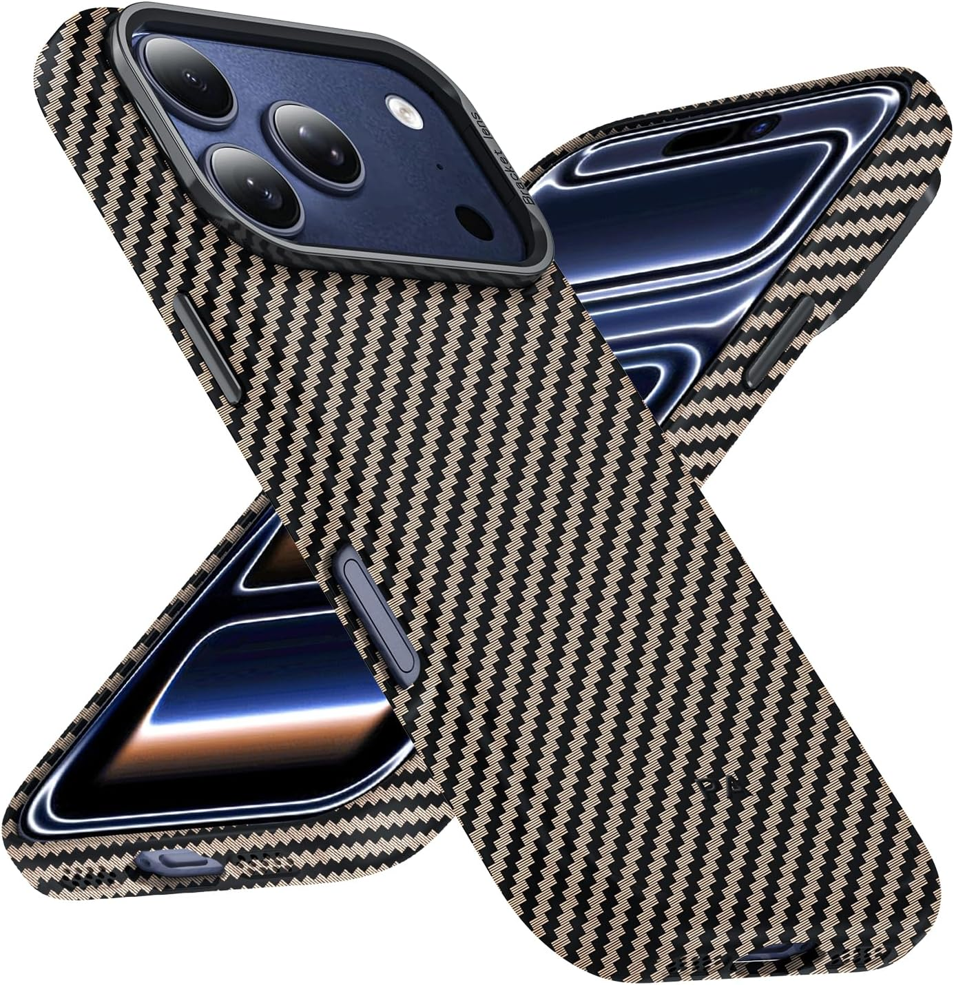 Phoneaura Magcase Deluxe Carbon Case for Iphone 17 Pro, Compatible with Magsafe, Carbon Case, Iphone 17 Pro, Protective Glass Case, Mobile Phone Case (Carbon Look + 2 Protective Glasses + 1 Camera