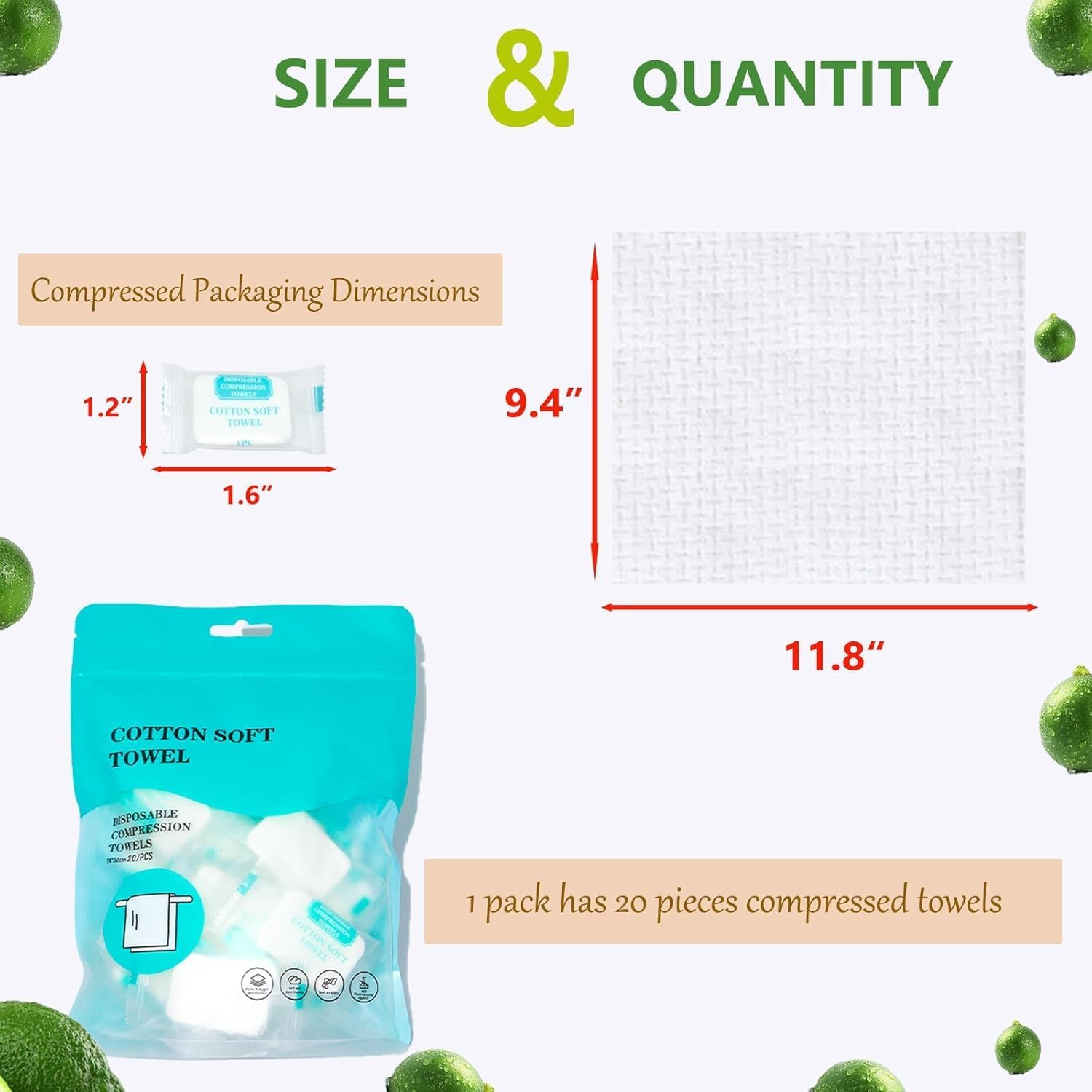 Oiltomn【20Pcs】 Compressed Towel Tablets Disposable Washcloths for Travel Portable Reusable Coin Bath Towels for Hotel Camping Hiking Sports Beauty Salon (9.4" X 11.8") image number 1