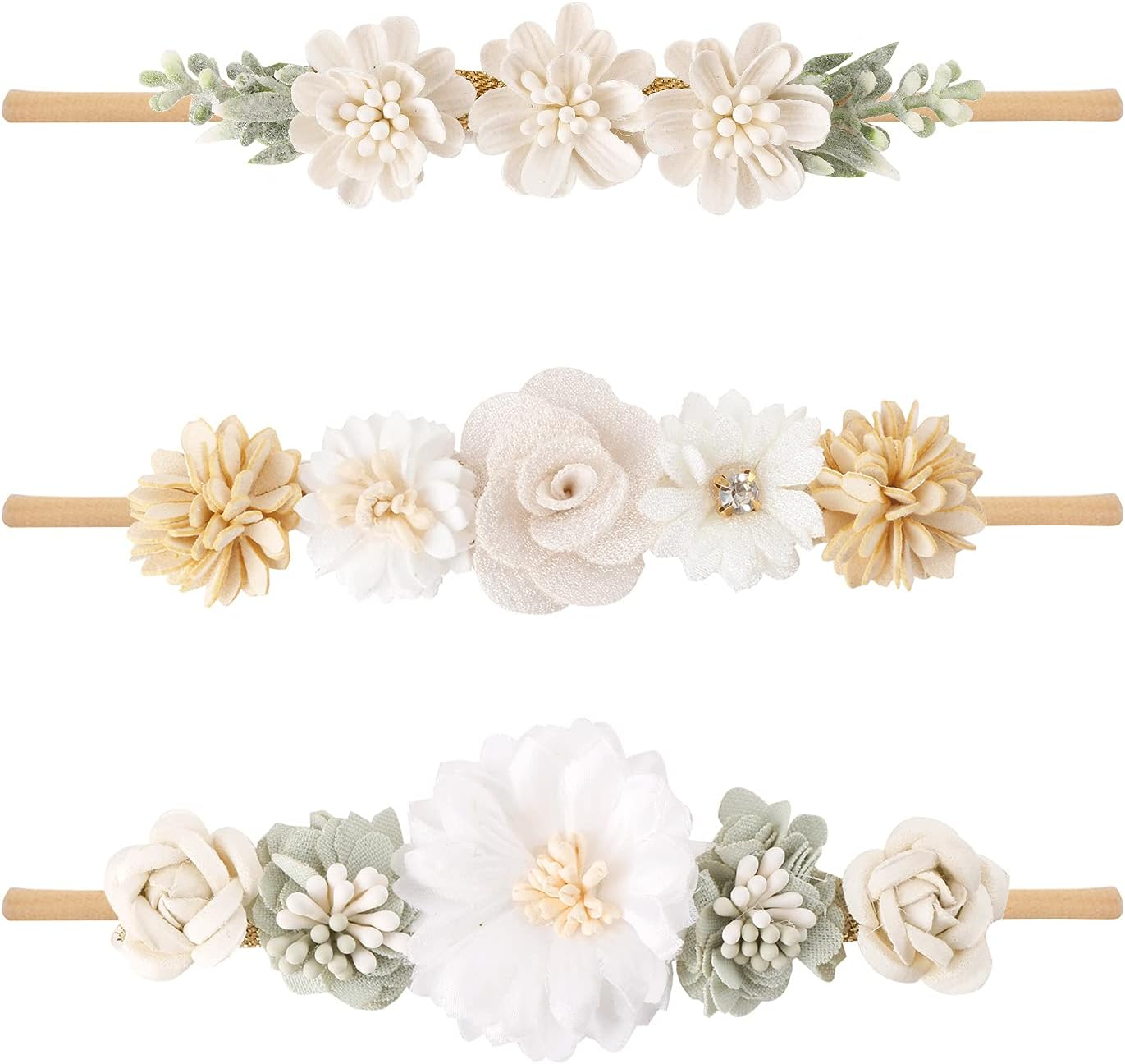 Baby Toddler Flower Headbands Bows, 10 Pack Super Stretchy Newborn Infant Girls Hair Bands by Mligril