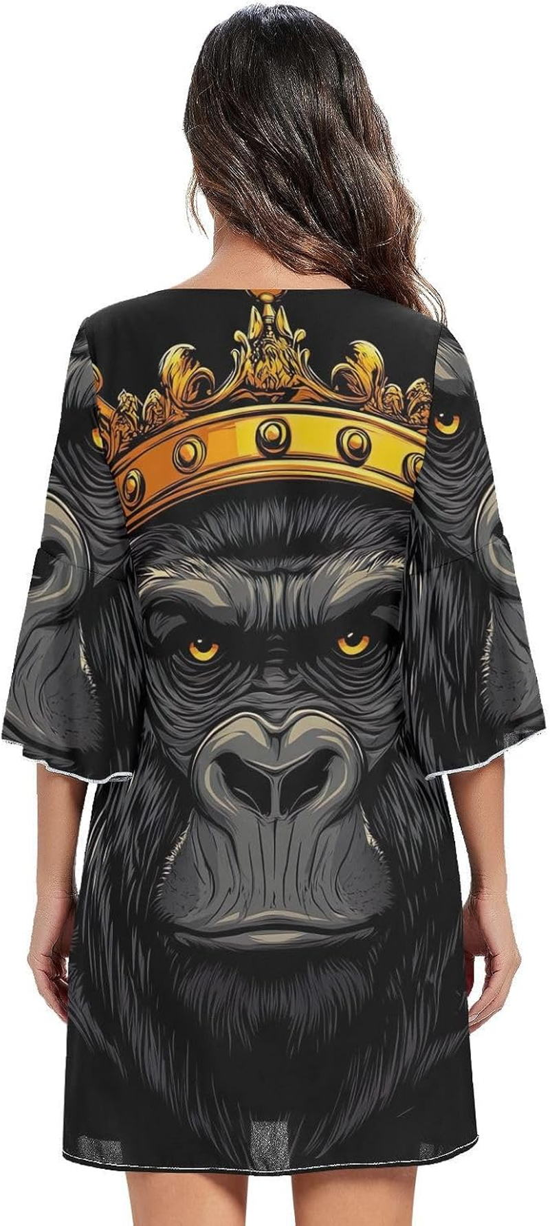 Cartoon Gorilla Crown V Neck Summer Dress 3/4 Sleeve Maternity Dress Party S-XXL image number 5