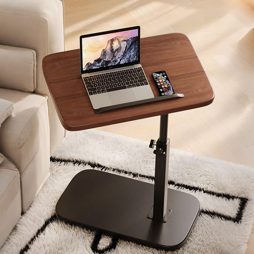 Home Side Tables for Small Spaces，Adjustable by Lifting and Flipping Sofa Side Table Small Coffee Table Anti-Rust Waterproof, End Tables for Living Room Bedroom Balcony Office (Brown) image number 1