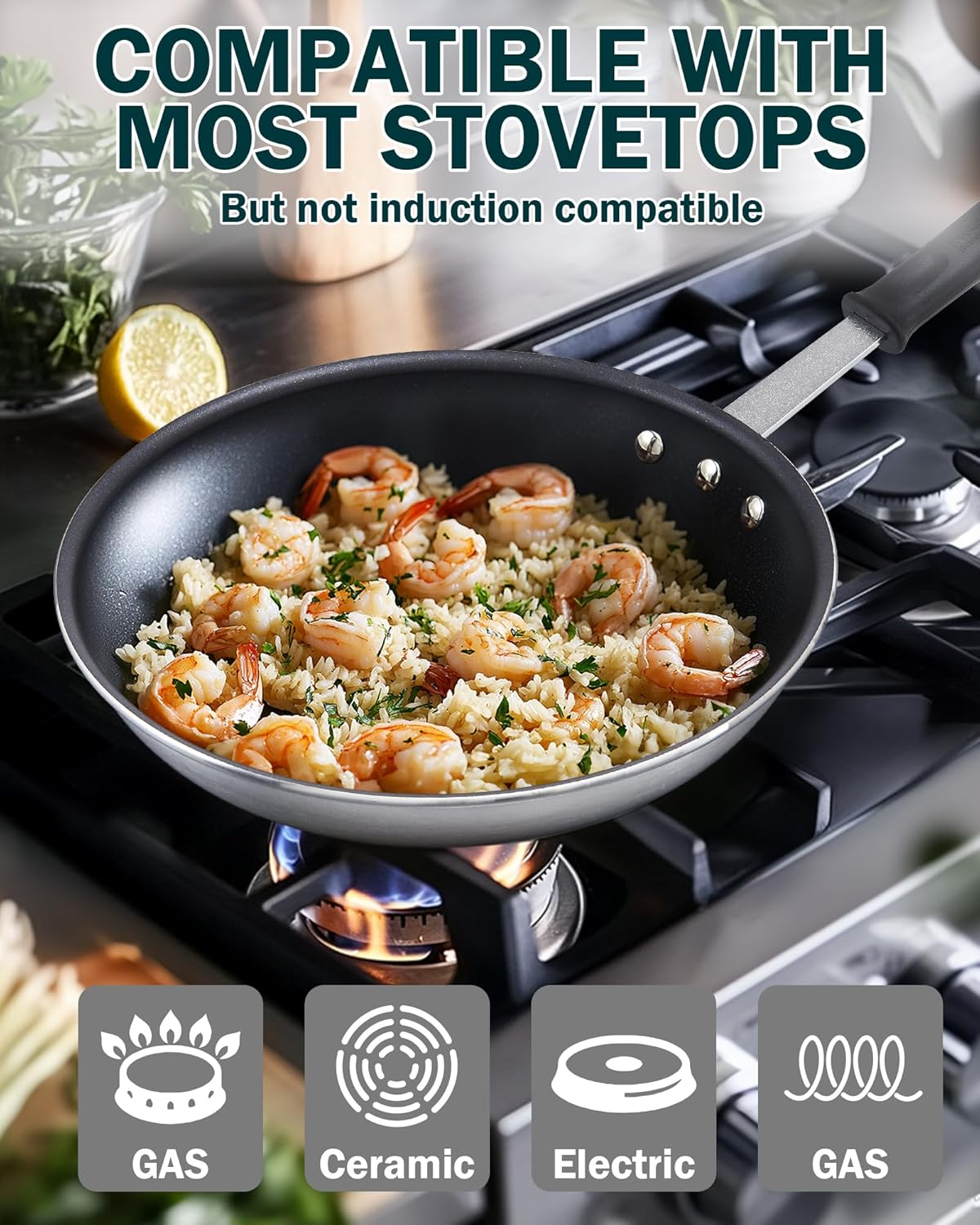 Cooks Standard Professional Aluminum Nonstick Restaurant Fry Pan 8-Inch, Durable Heavy Duty Skillet Pan, Woks,Metalic image number 1