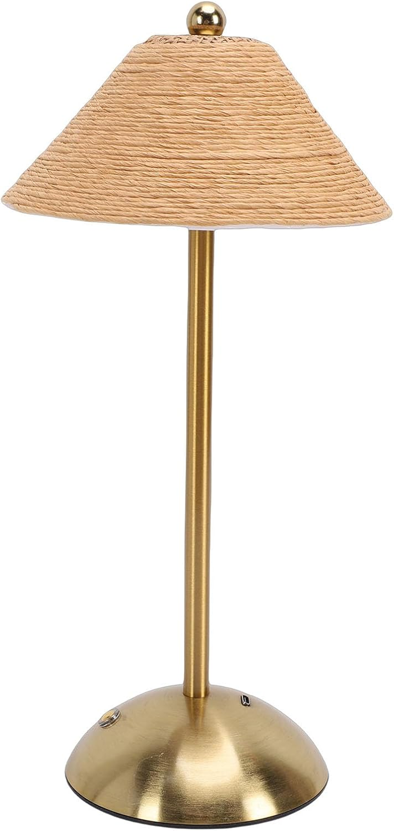 Dpofirs Boho Rattan Table Lamp, LED Rechargeable Reading Lights Night Light, 3 Color Touch Control Bedside Lamps for Nightstand, Bedroom, Living Room, 1200Mah (Black)