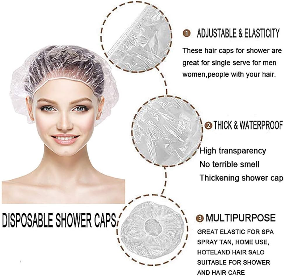 CHEM-AB ENTEREPIRSE Reusable Elastic Shower Cap for Men and Women Transparent Colour, Free Size Pack of 15 image number 5