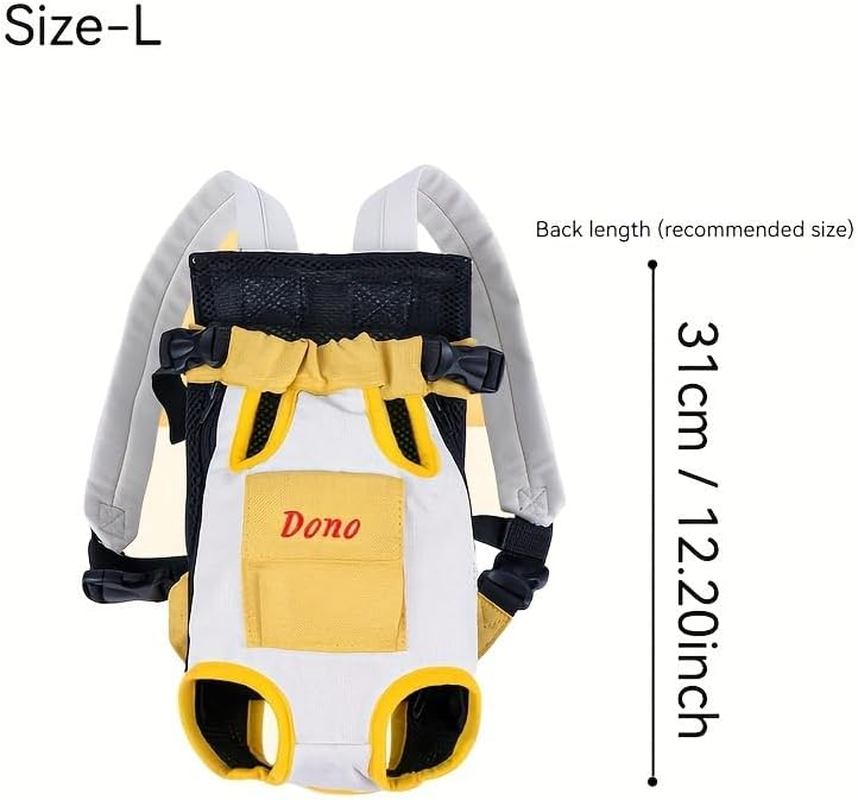 Maagik Dog Backpack, Adjustable Pet Dog Front Harness with Leg Extension, Easy to Wear and Breathable, Pet Backpack, Dog Travel Backpack for Kittens and Puppies, Camping, Hiking(Yellow White) (XL)